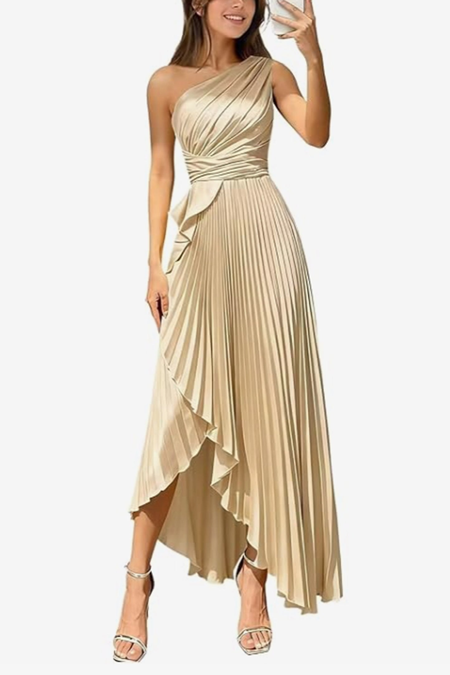 Asymmetrical Maxi Satin Dresses CS1076