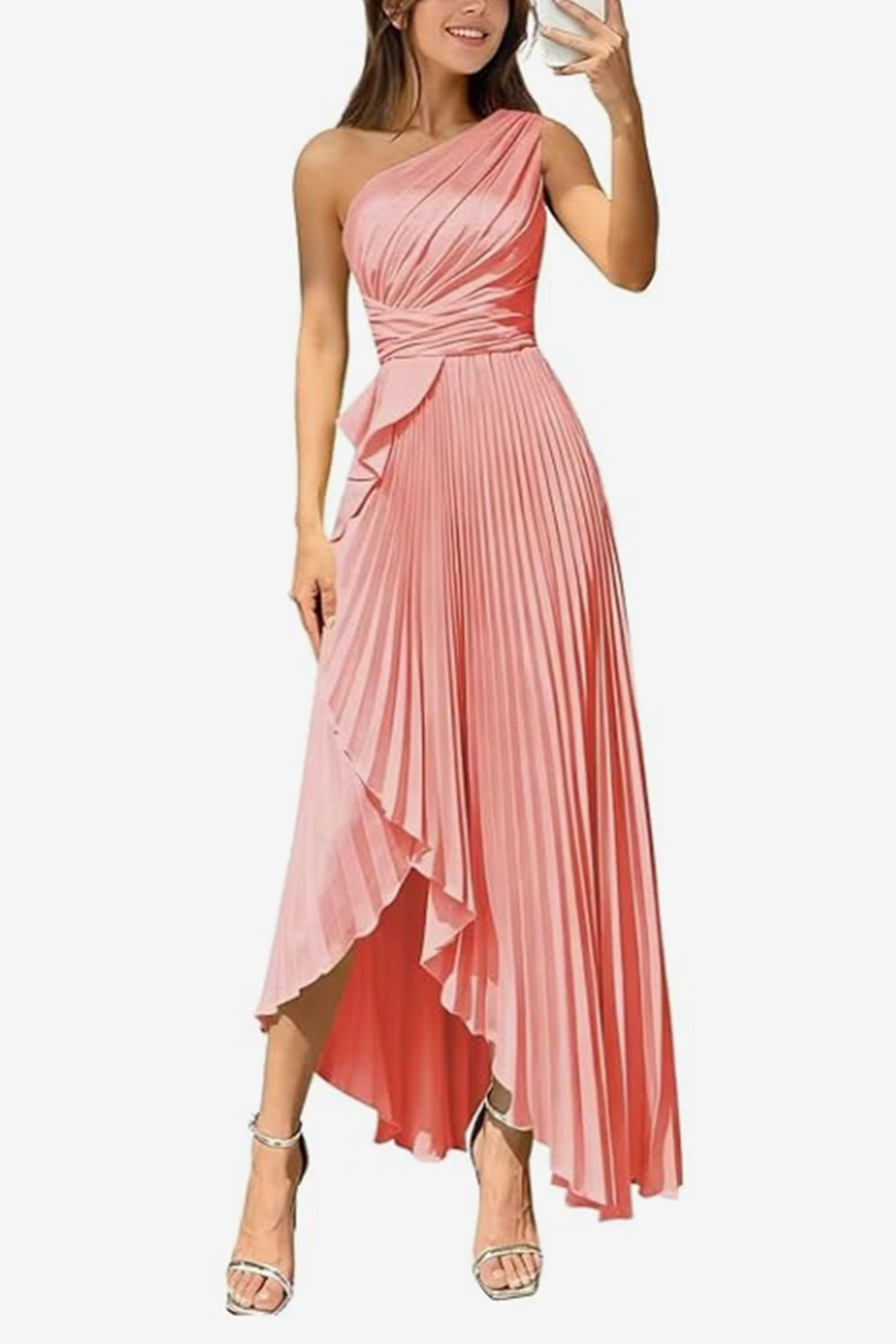 Asymmetrical Maxi Satin Dresses CS1076