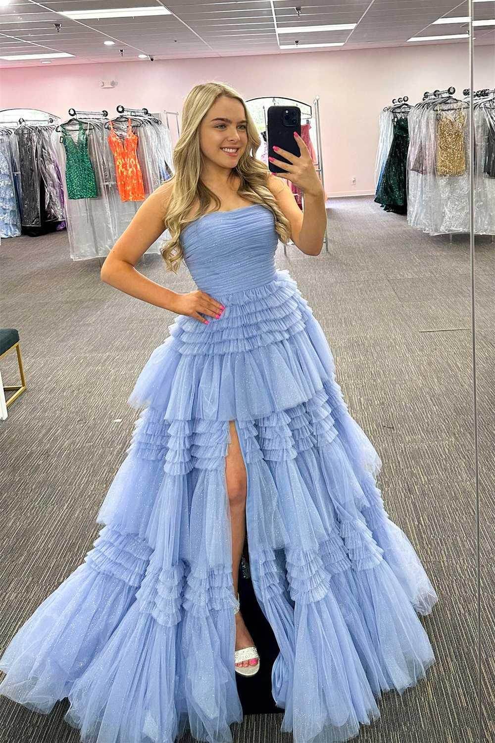 Ball Gown Court Train Tulle Prom Dress CS0700 - COCOMELODY