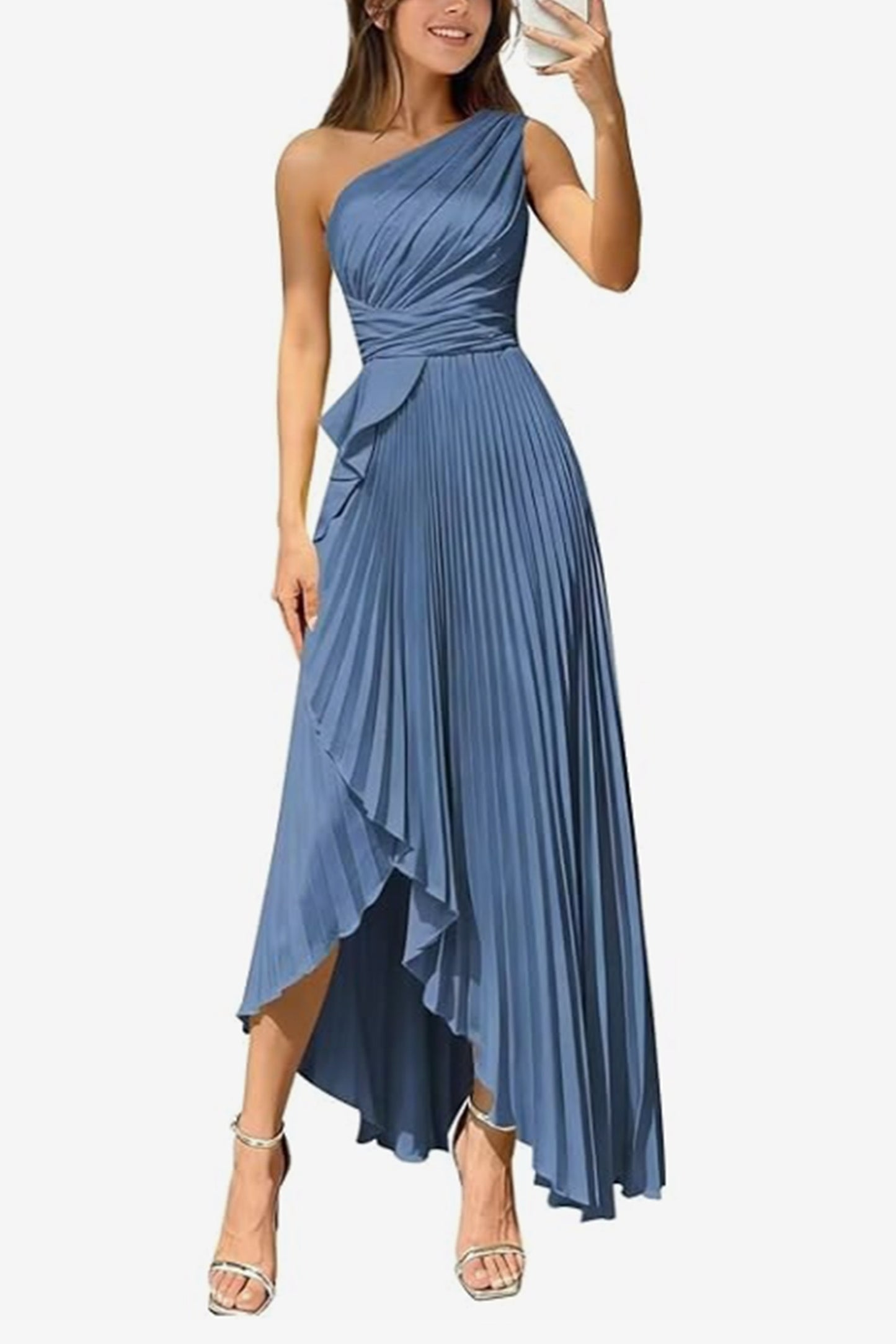 Asymmetrical Maxi Satin Dresses CS1076
