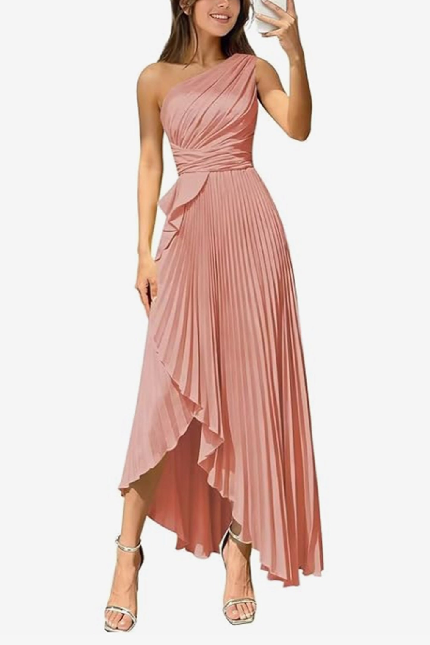 Asymmetrical Maxi Satin Dresses CS1076