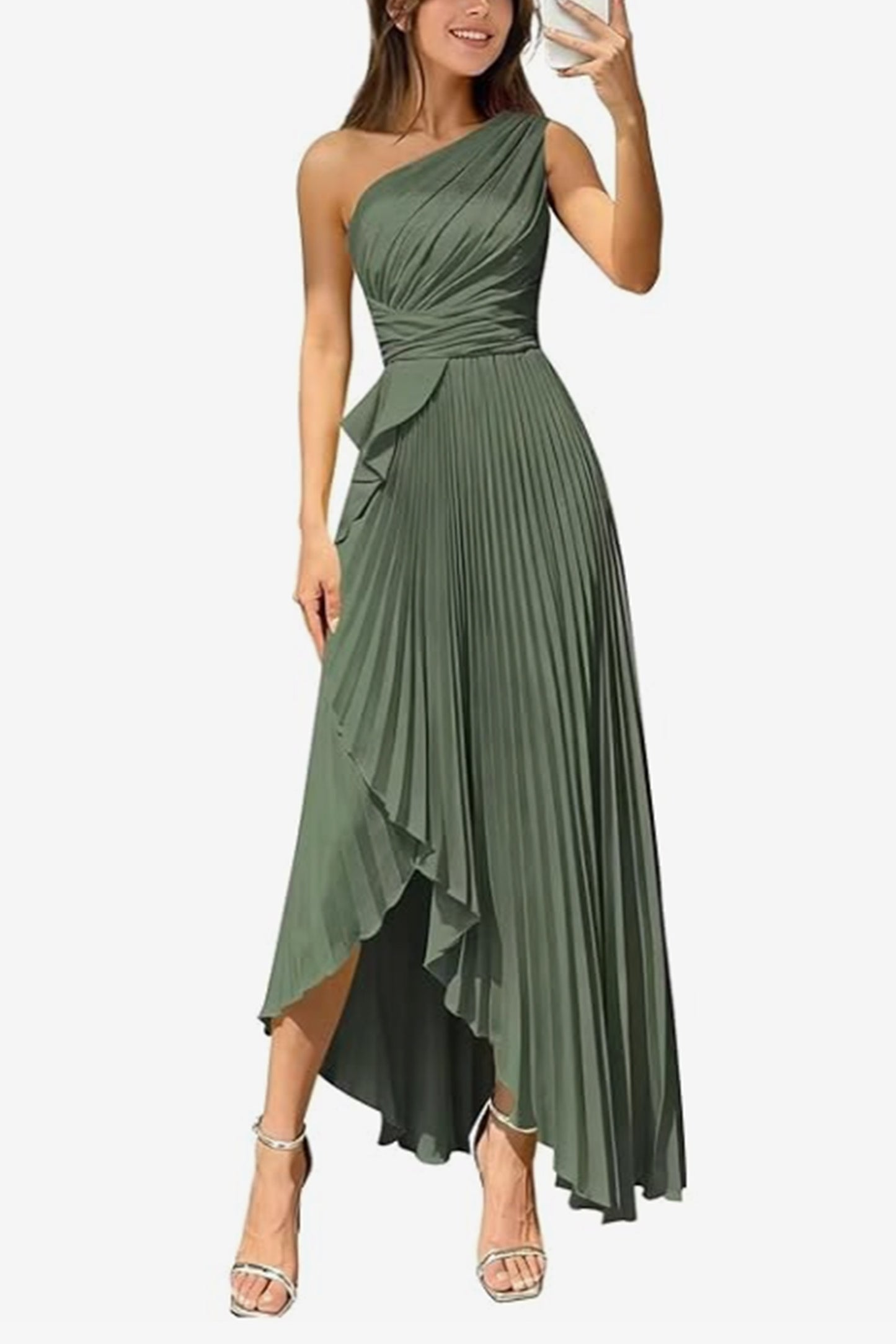 Asymmetrical Maxi Satin Dresses CS1076