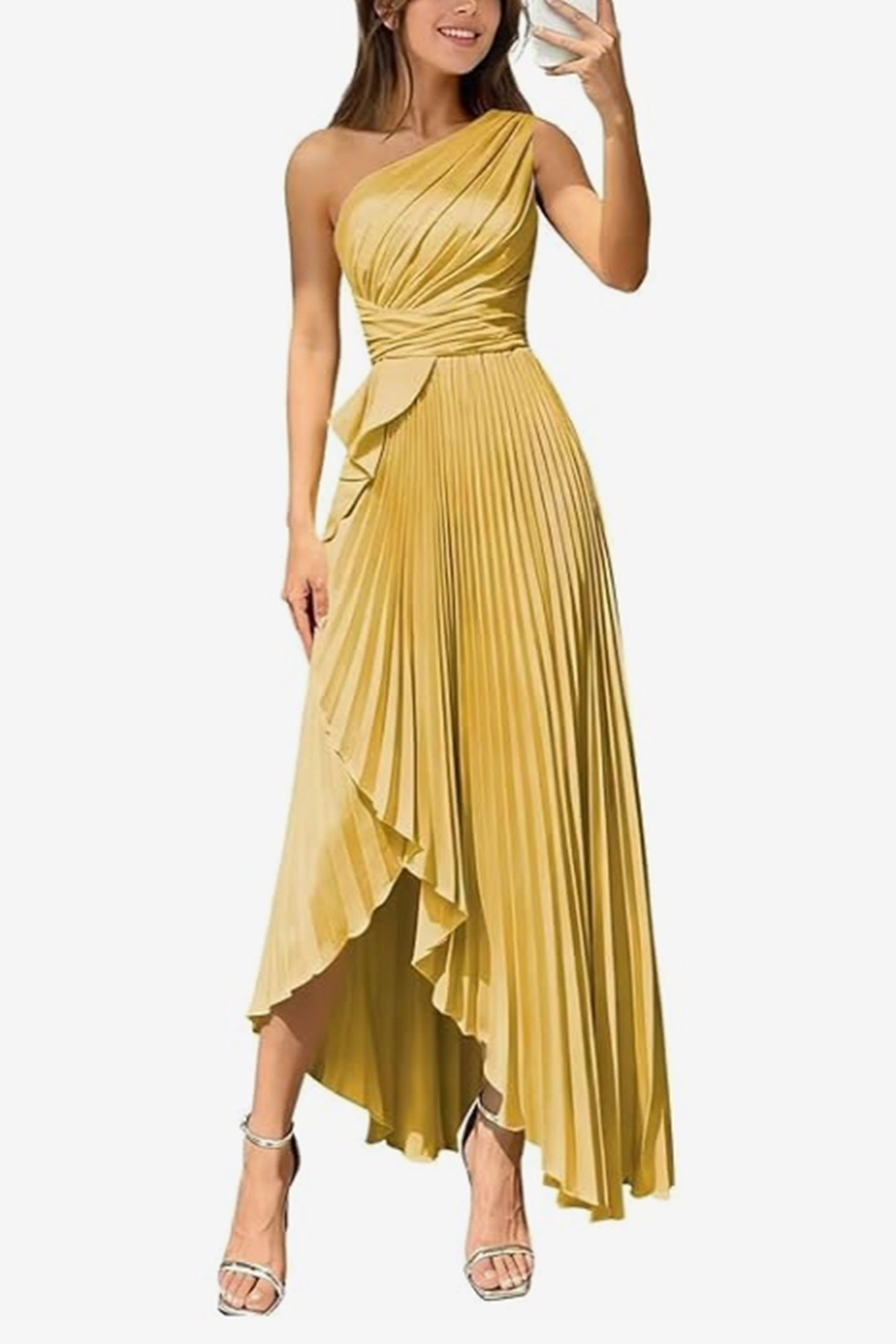Asymmetrical Maxi Satin Dresses CS1076