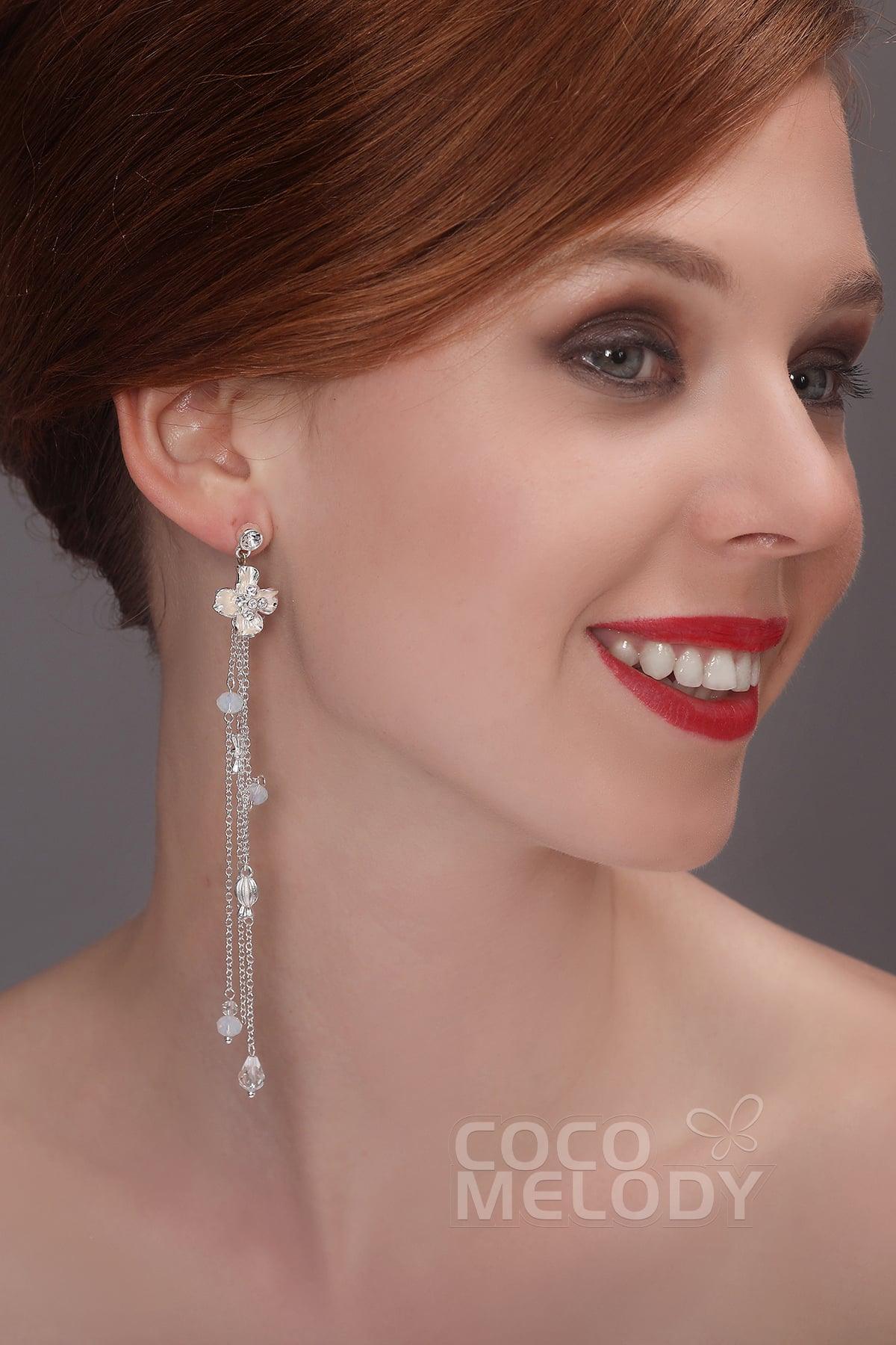 Silver Cloud Alloy Wedding Earrings with Rhinestone HG17002 - COCOMELODY