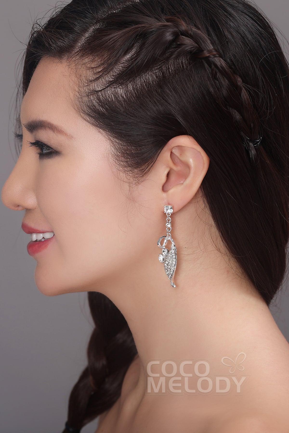 Silver Cloud Alloy Wedding Earrings with Rhinestone HG17009 - COCOMELODY