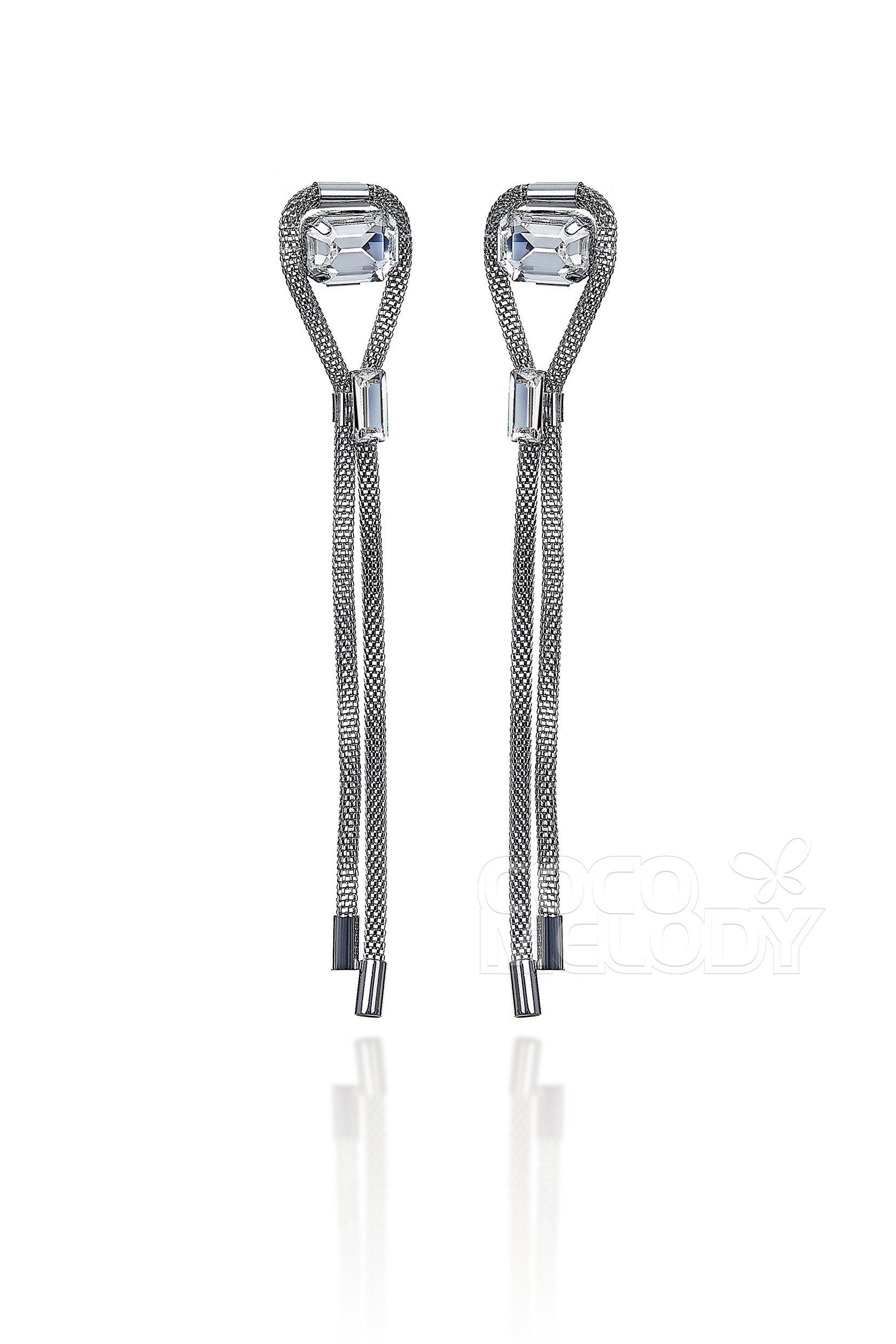 Chic Alloy Wedding Earrings with Rhinestone HG18013 - COCOMELODY