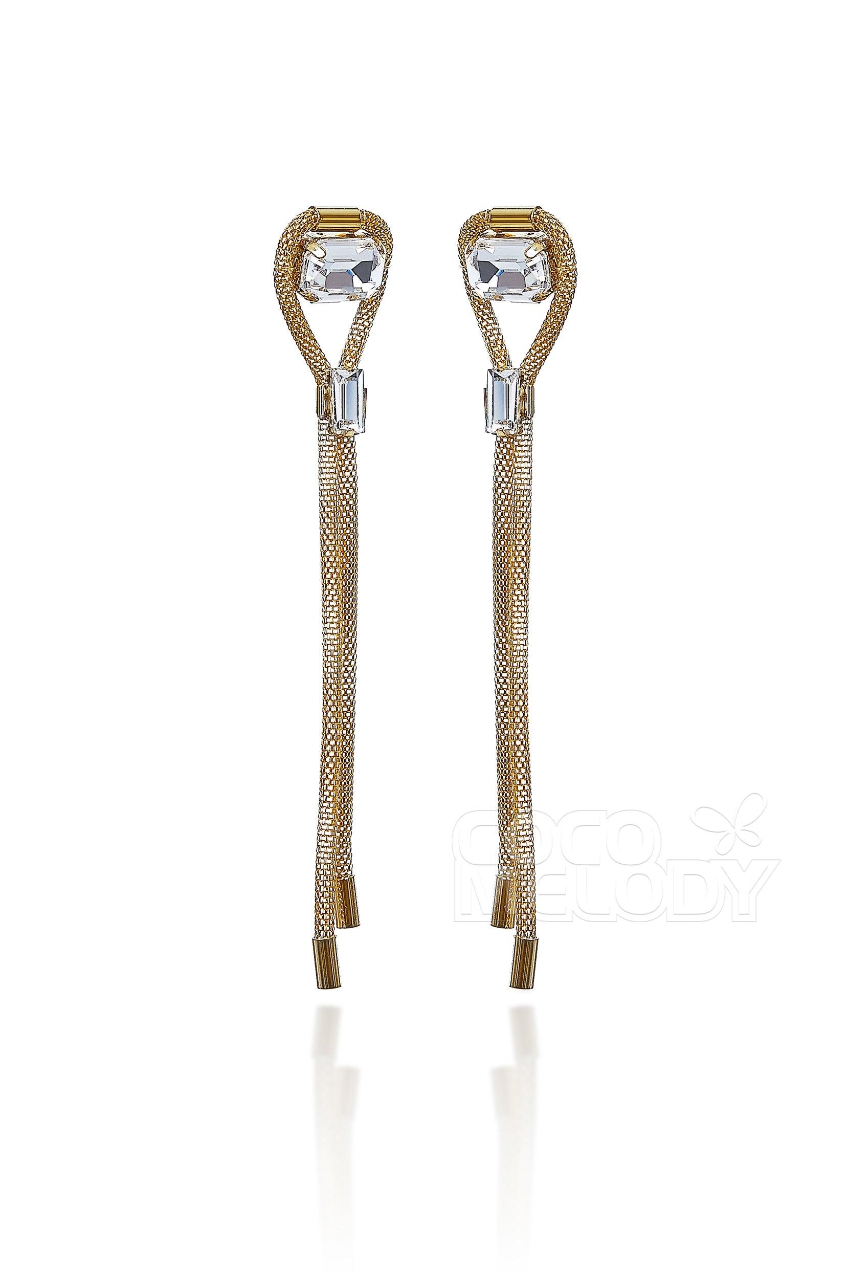 Chic Alloy Wedding Earrings with Rhinestone HG18013 - COCOMELODY