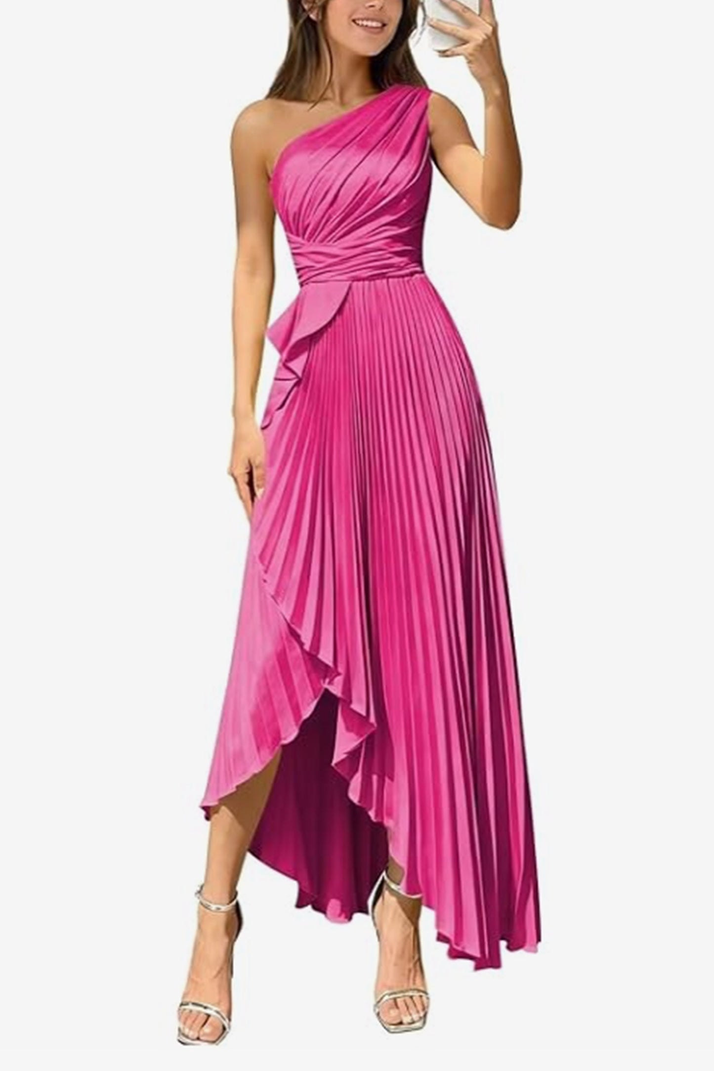 Asymmetrical Maxi Satin Dresses CS1076