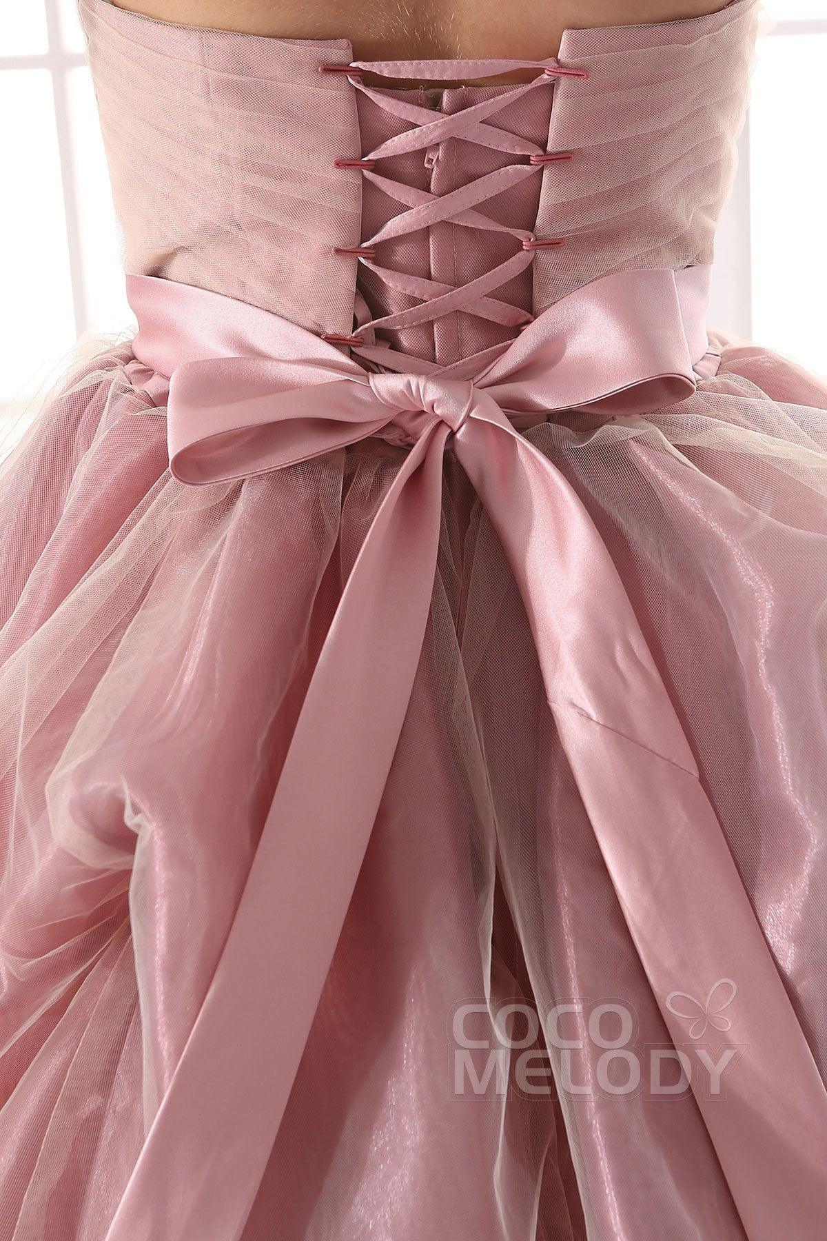 A-Line Court Train Organza Gothic Wedding Dress JUL015002 - COCOMELODY