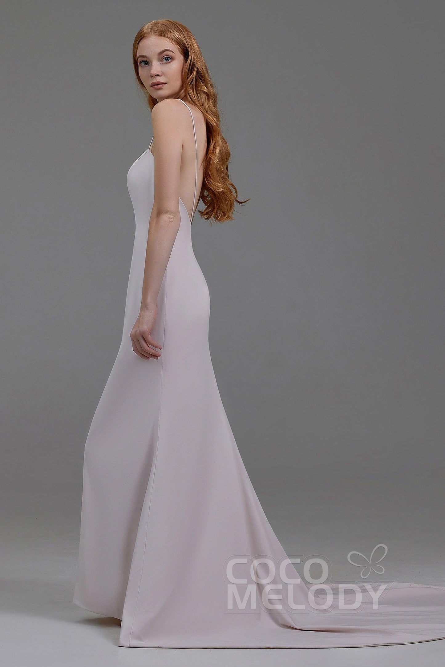 Mermaid Court Train Stretch Satin Wedding Lining LA18003 - COCOMELODY