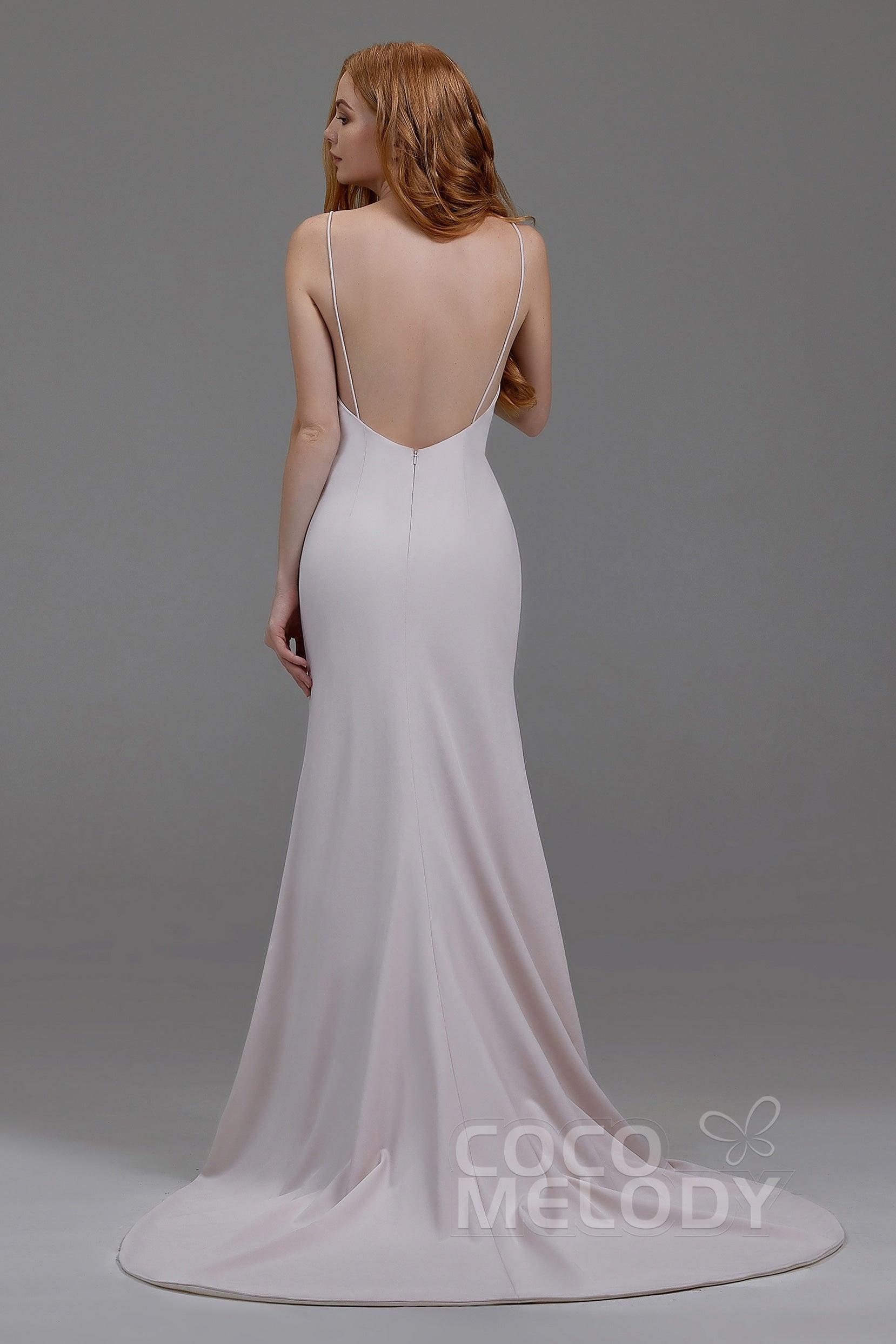 Mermaid Court Train Stretch Satin Wedding Lining LA18003 - COCOMELODY