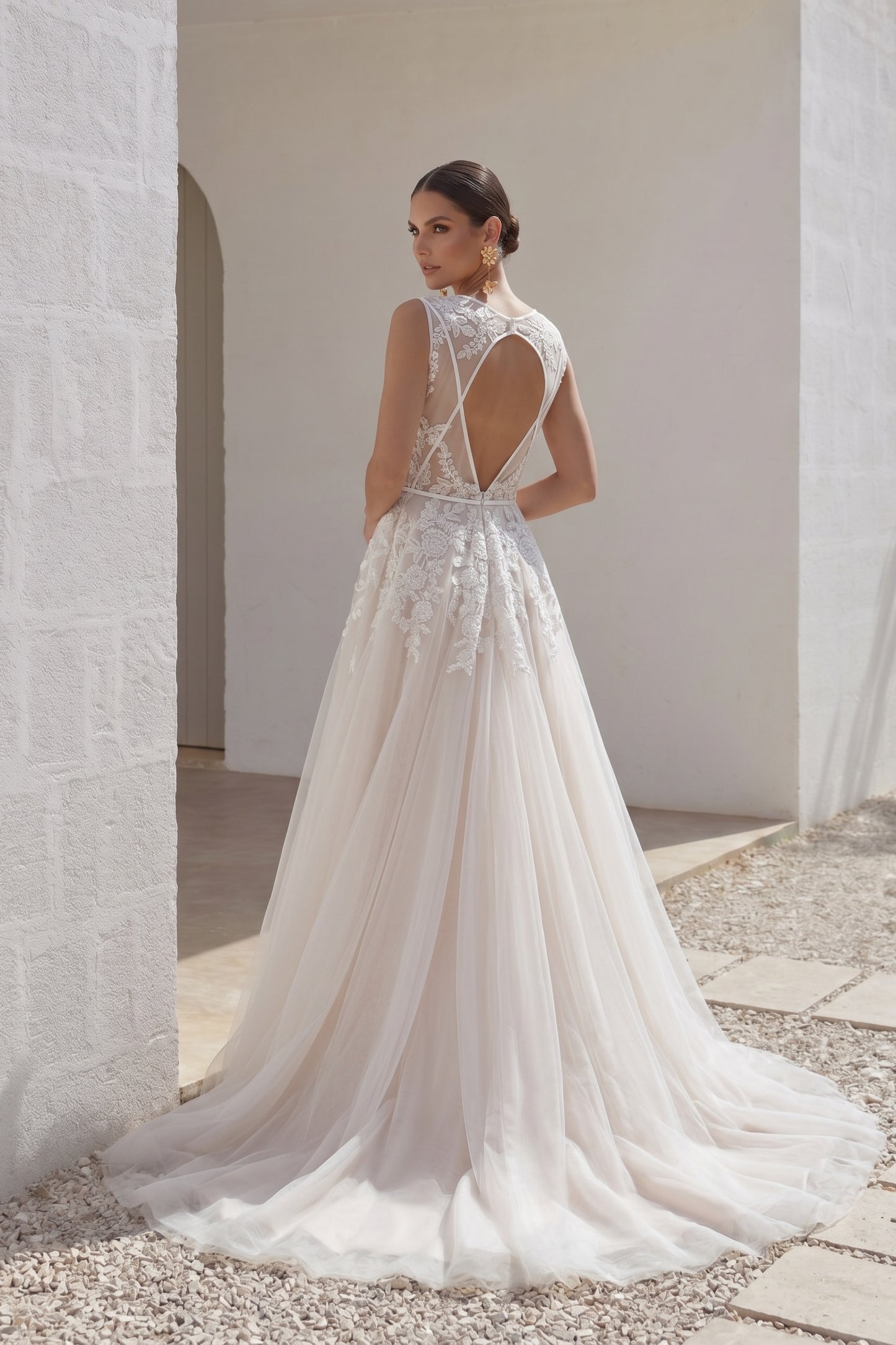 A-Line Court Train Tulle and Lace Wedding Dress LD3932