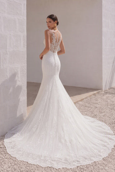 Trumpet-Mermaid Court Train Tulle Lace Wedding Dress LD4342