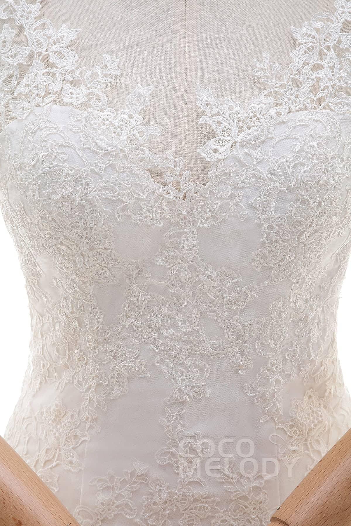 Trumpet-Mermaid Court Train Tulle Lace Wedding Dress LD4342 - COCOMELODY