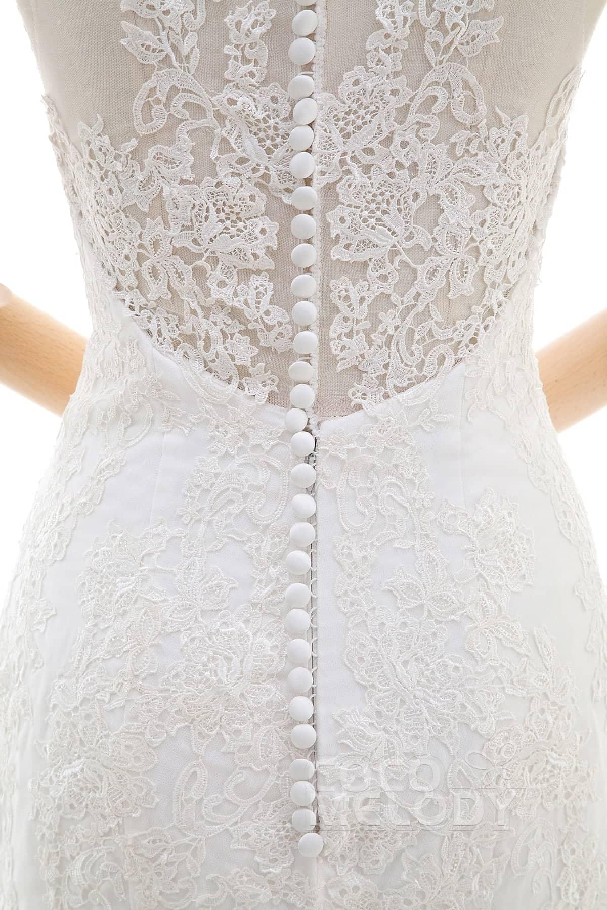 Trumpet-Mermaid Court Train Tulle Lace Wedding Dress LD4342 - COCOMELODY