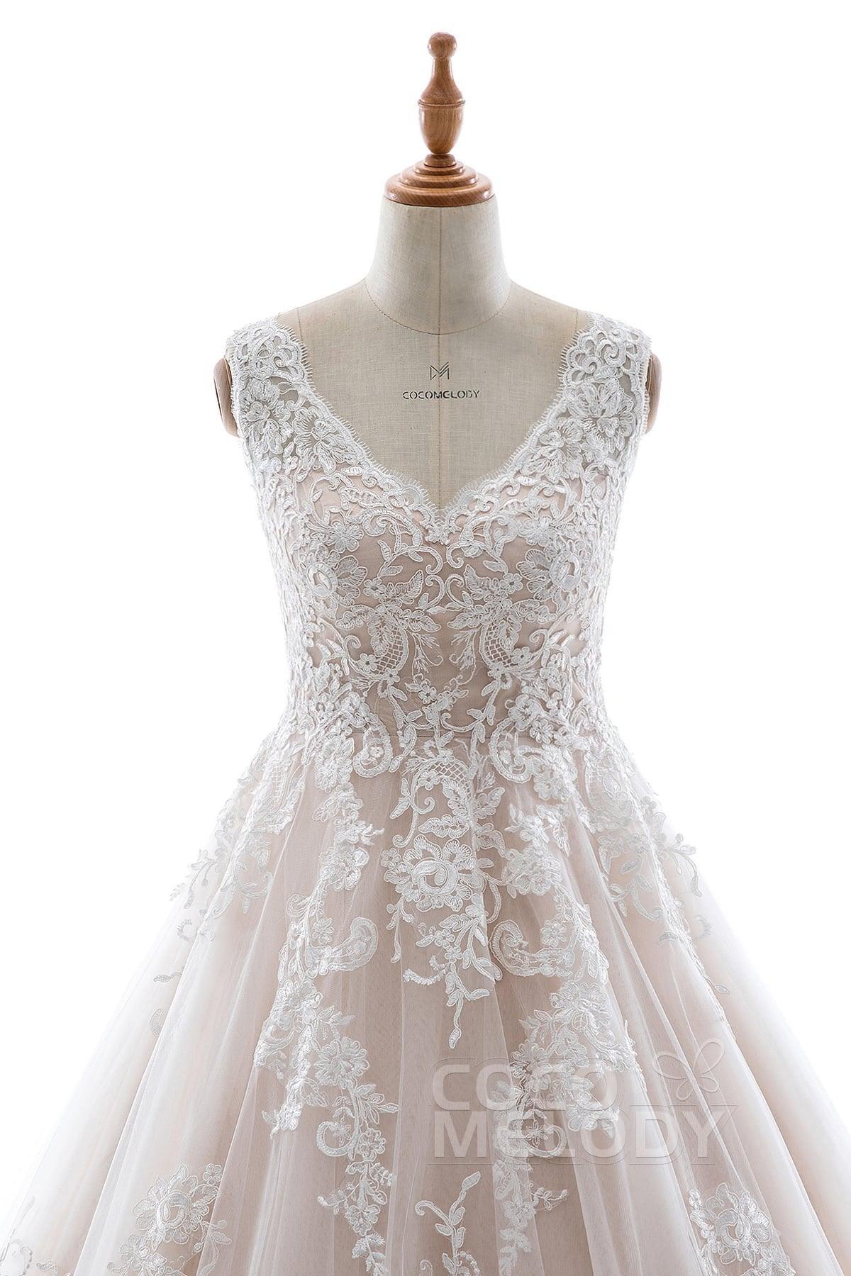 A-Line Court Train Elastic Satin Tulle Wedding Dress LD5565 - COCOMELODY