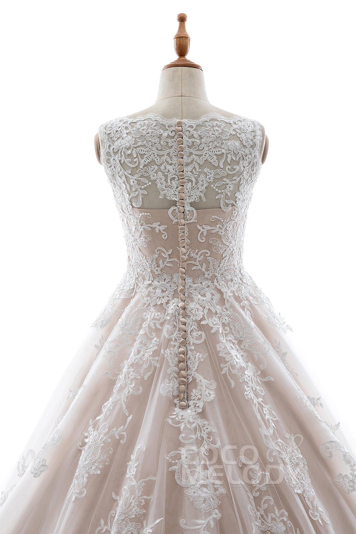 A-Line Court Train Elastic Satin Tulle Wedding Dress LD5565 - COCOMELODY