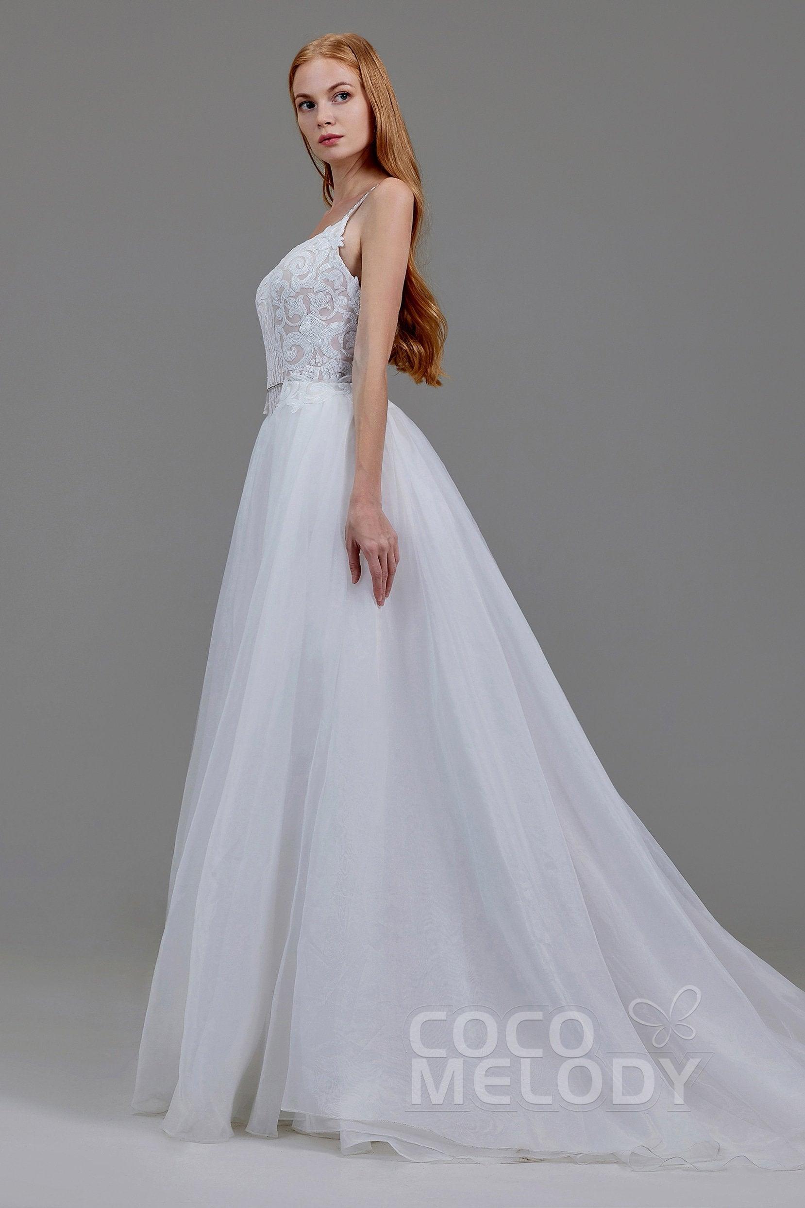 Mermaid Court Train Sequined Lace Wedding Dress LD5780 - COCOMELODY