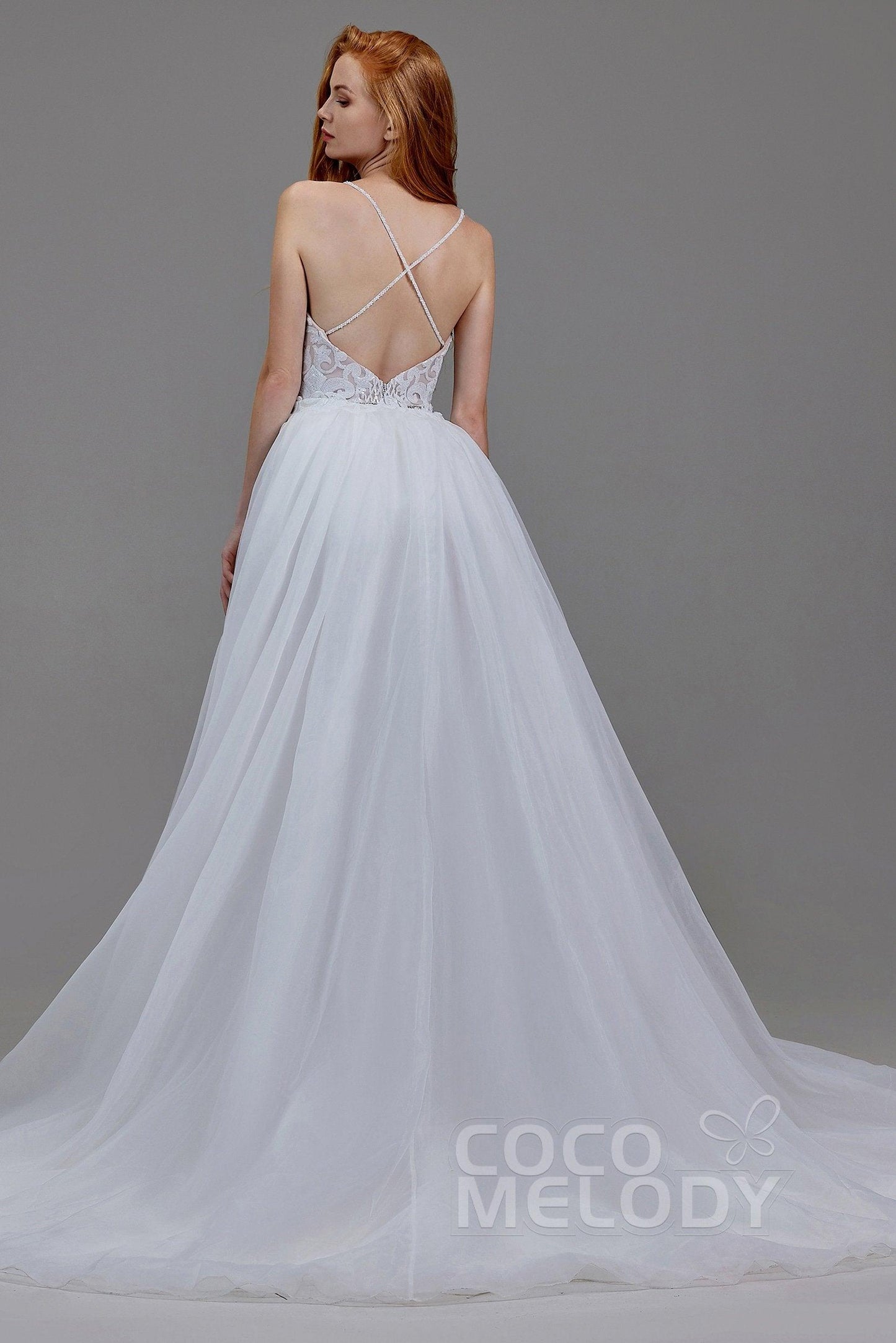 Mermaid Court Train Sequined Lace Wedding Dress LD5780 - COCOMELODY