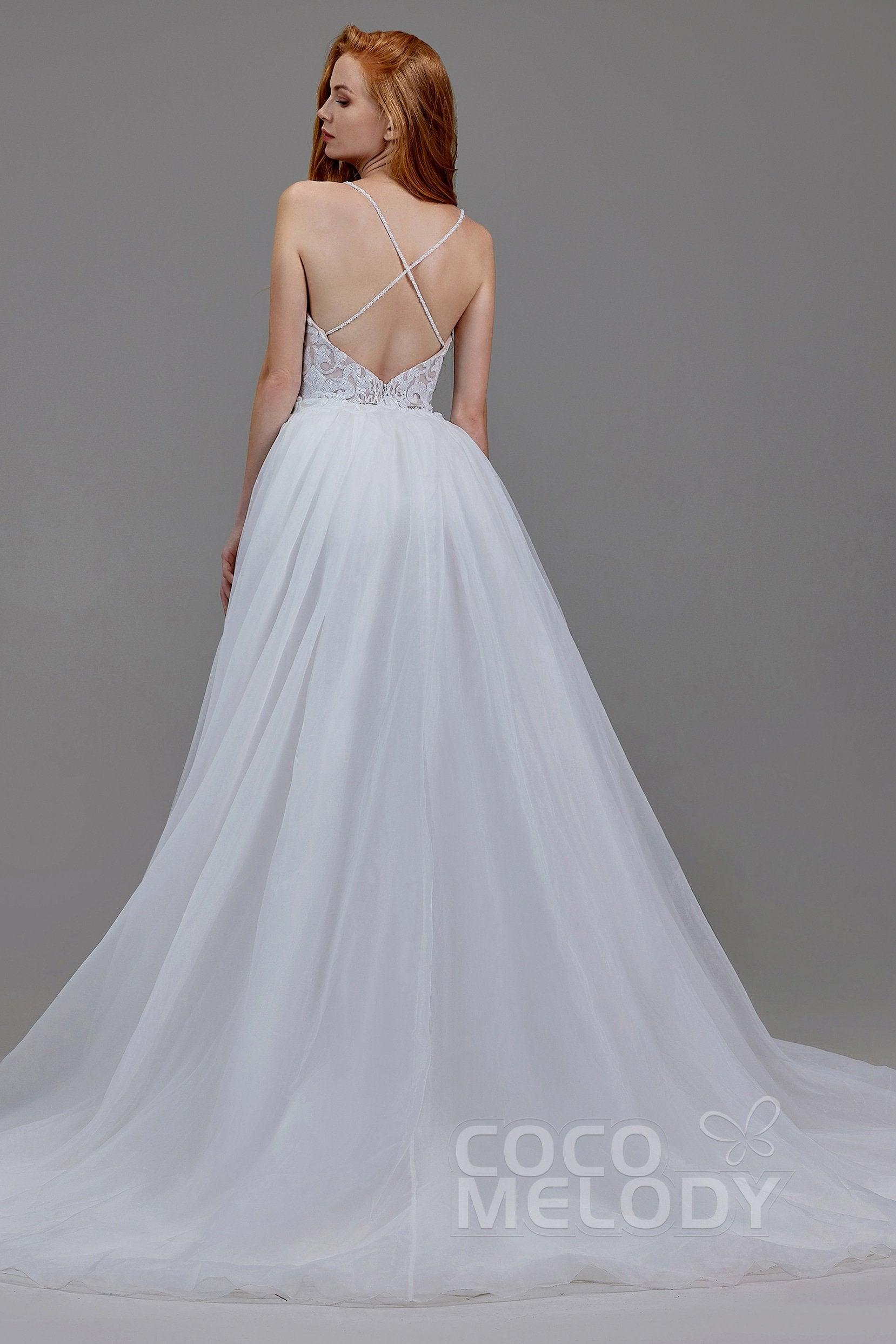 Mermaid Court Train Sequined Lace Wedding Dress LD5780 - COCOMELODY