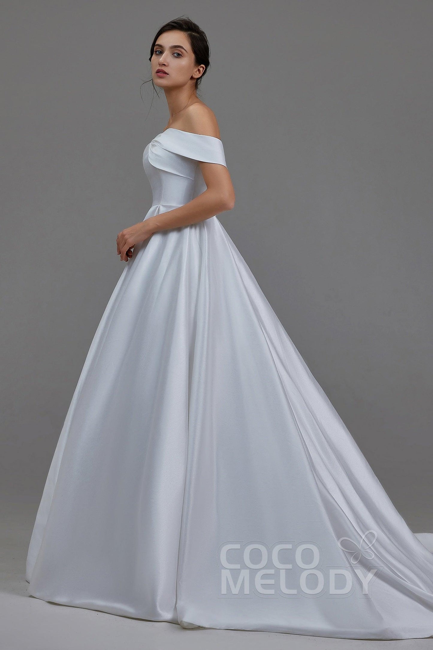 A-Line Court Train Silk satin Wedding Dress LD5801