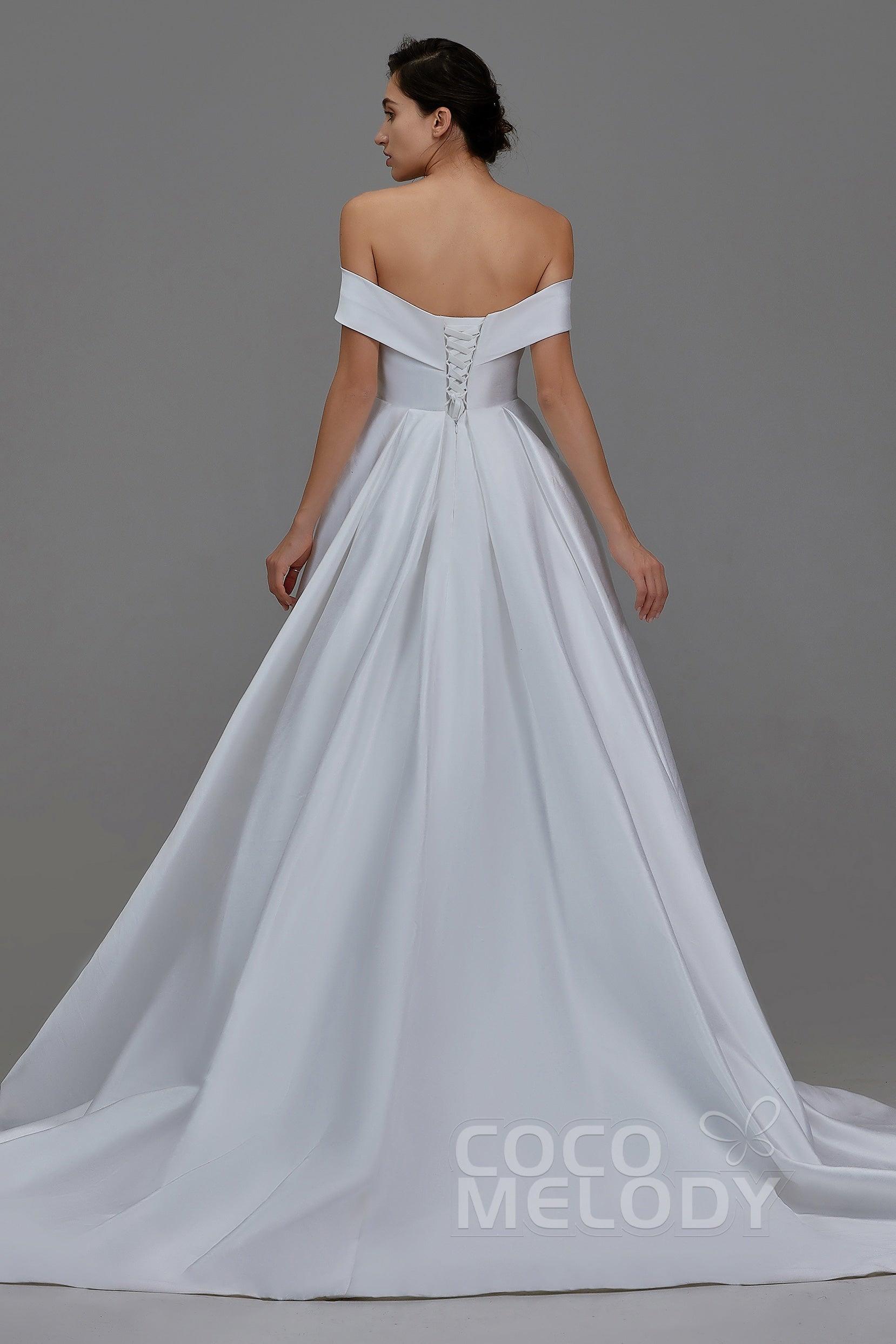 A-Line Court Train Silk satin Wedding Dress LD5801 - COCOMELODY
