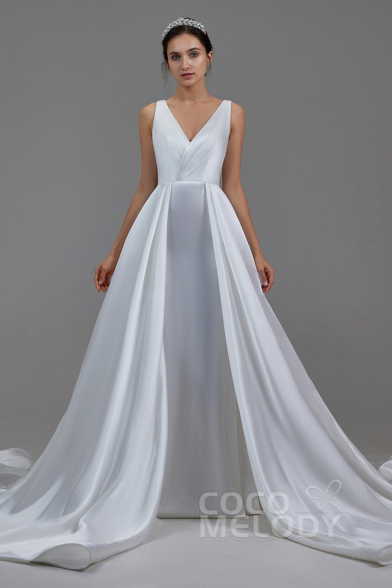 A-Line Chapel Train Pearl yarn Wedding Dress LD5803 - COCOMELODY