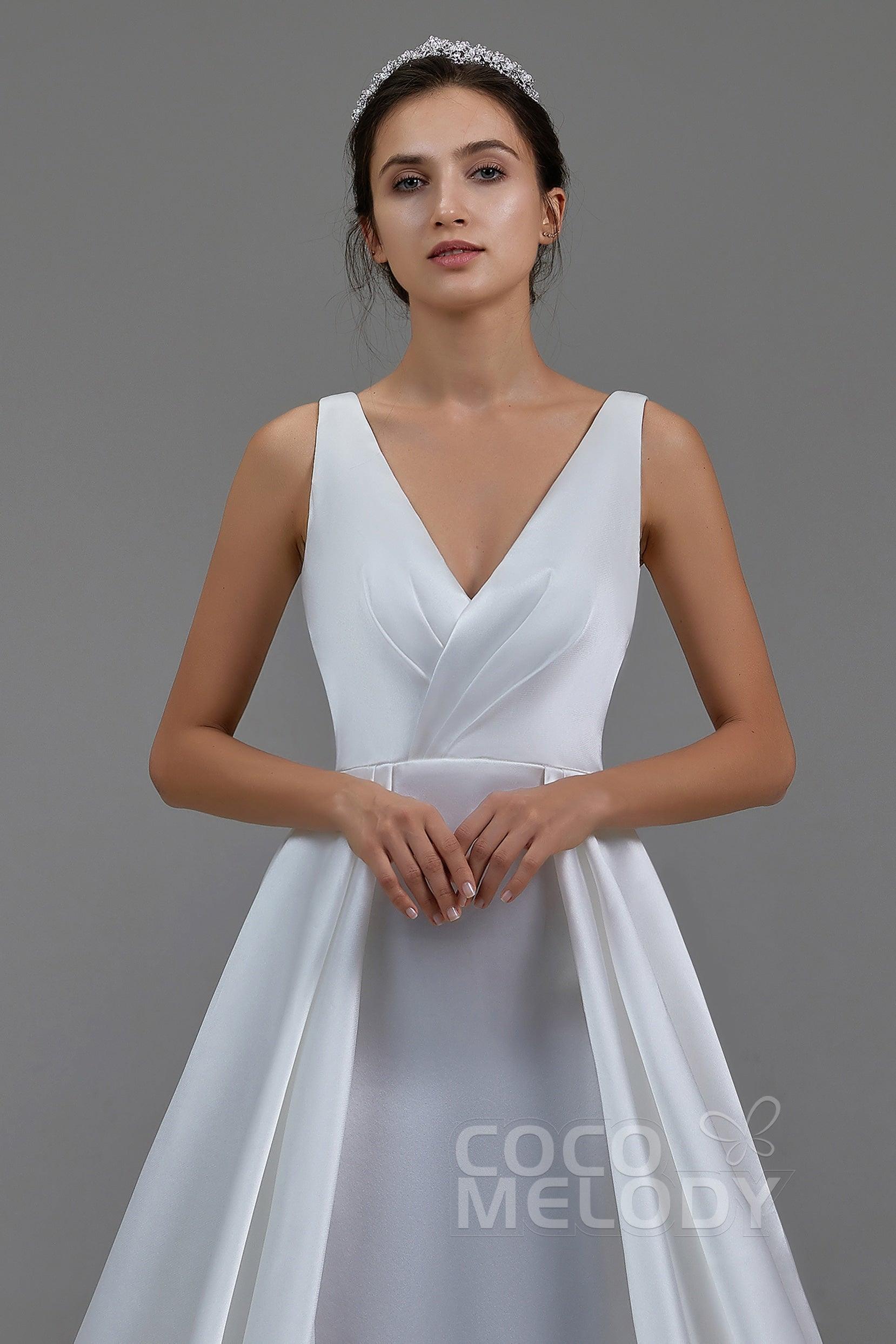 A-Line Chapel Train Pearl yarn Wedding Dress LD5803 - COCOMELODY