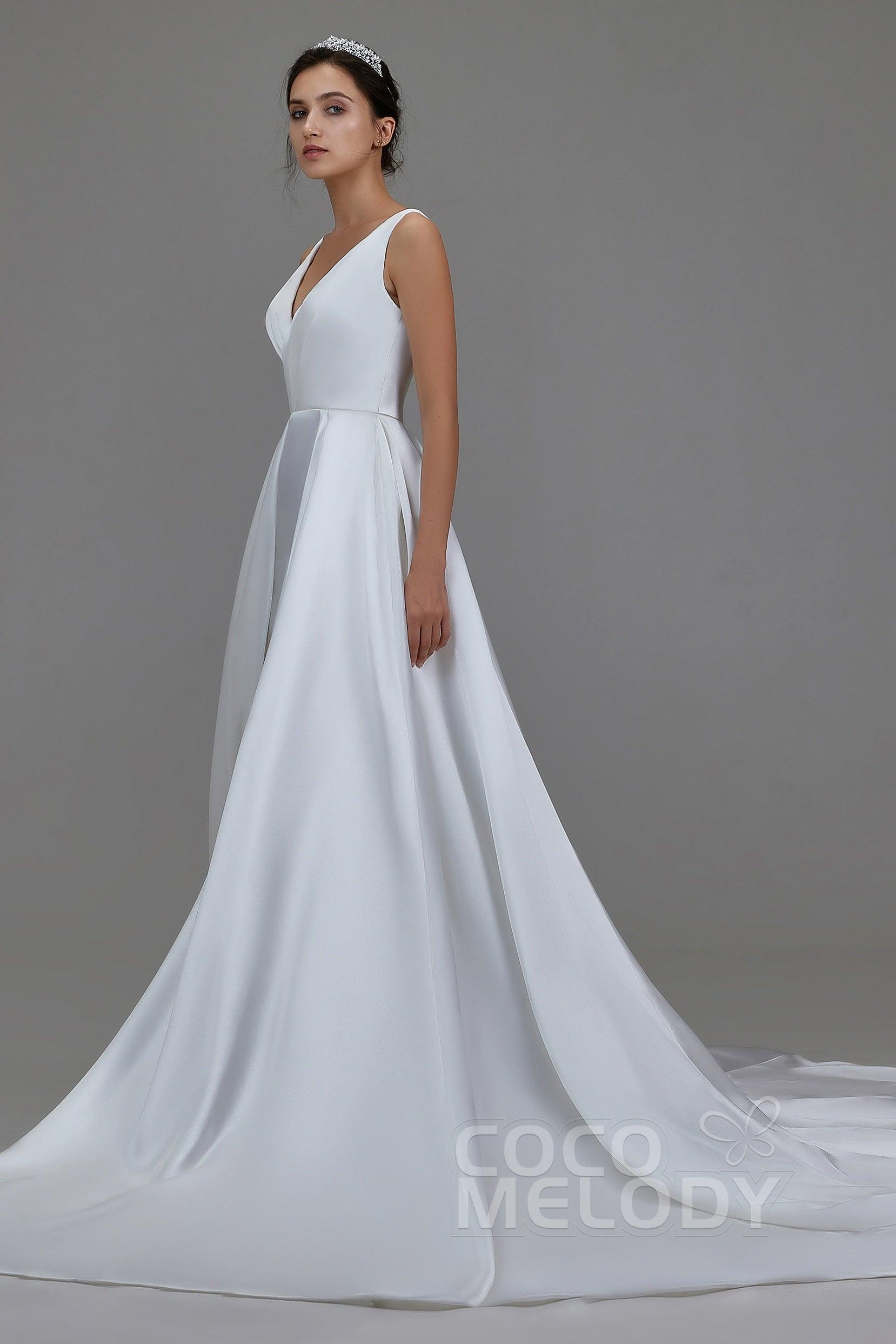 A-Line Chapel Train Pearl yarn Wedding Dress LD5803 - COCOMELODY