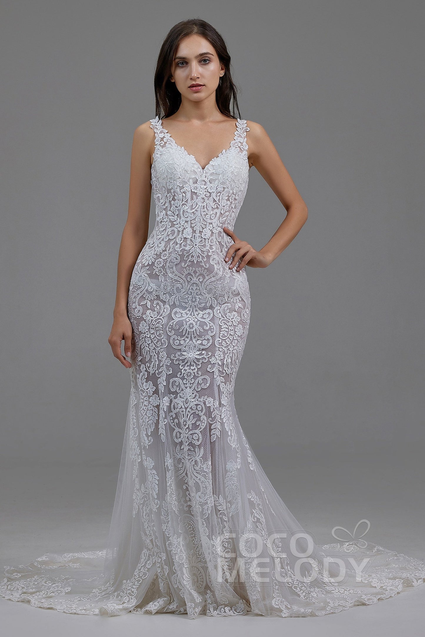 Trumpet-Mermaid Court Train Tulle Lace Wedding Dress LD5810