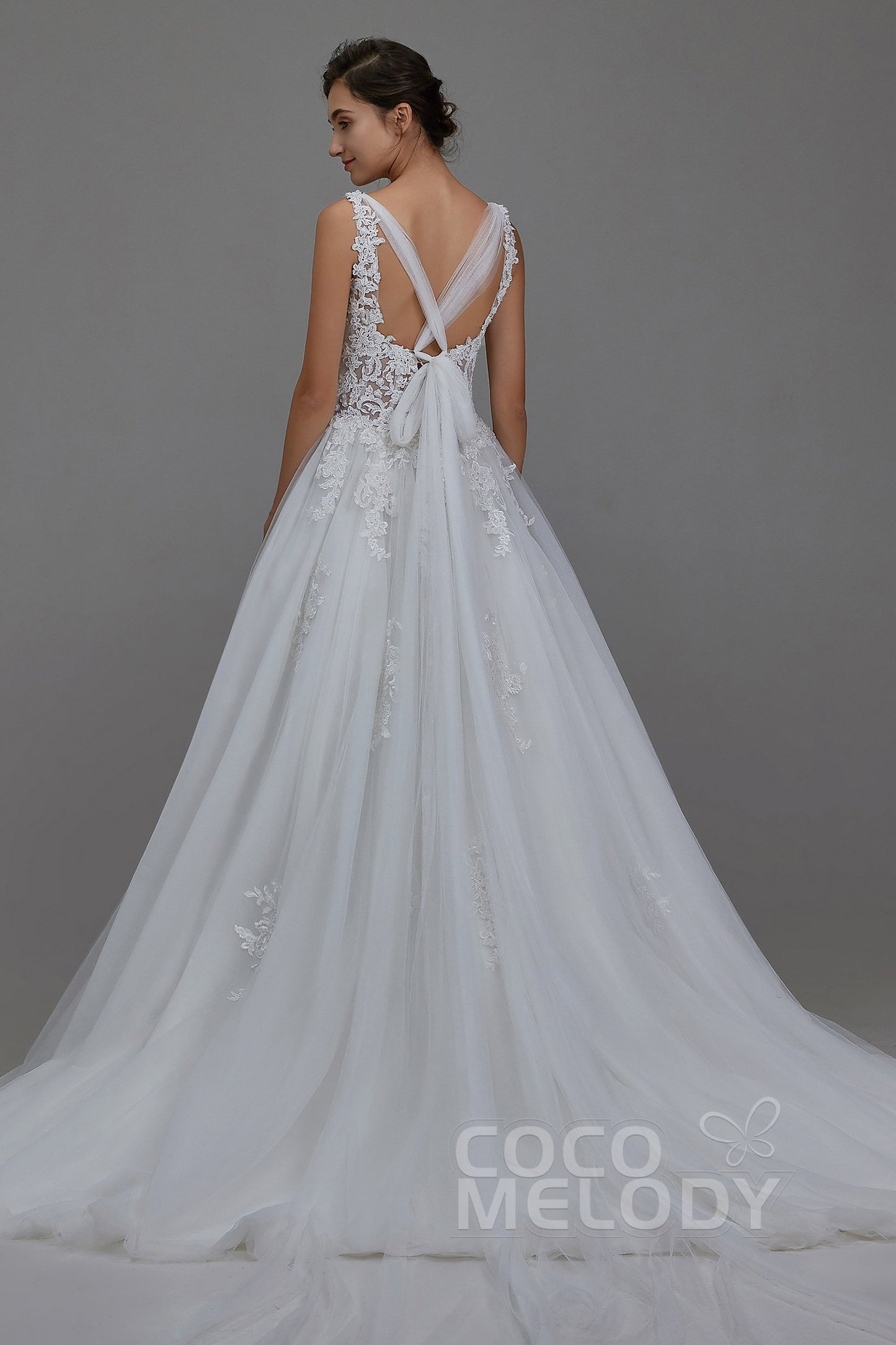 A-Line Court Train Tulle and Lace Wedding Dress LD5815