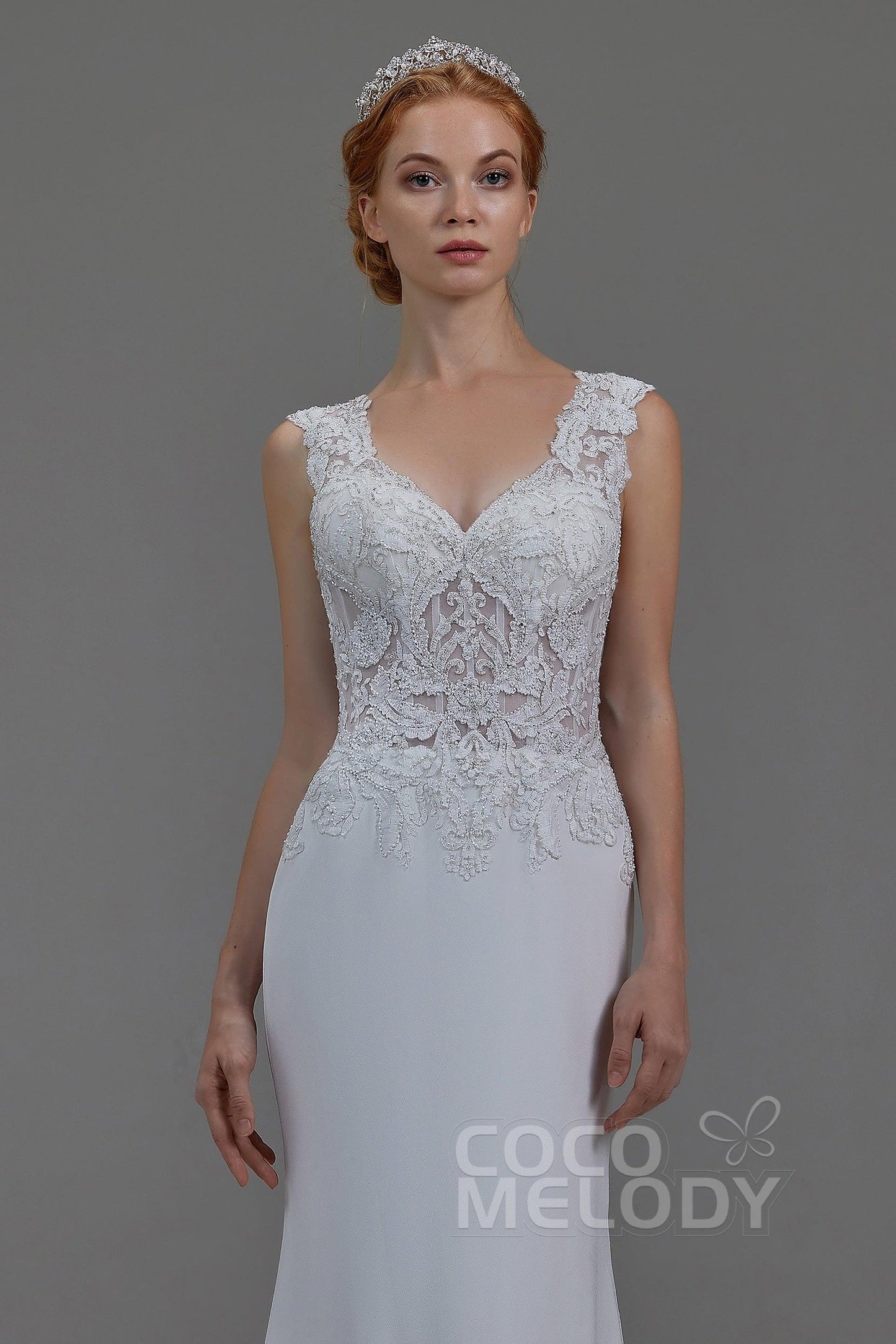 Mermaid Chapel Train Knitted Fabric Wedding Dress LD5816 - COCOMELODY