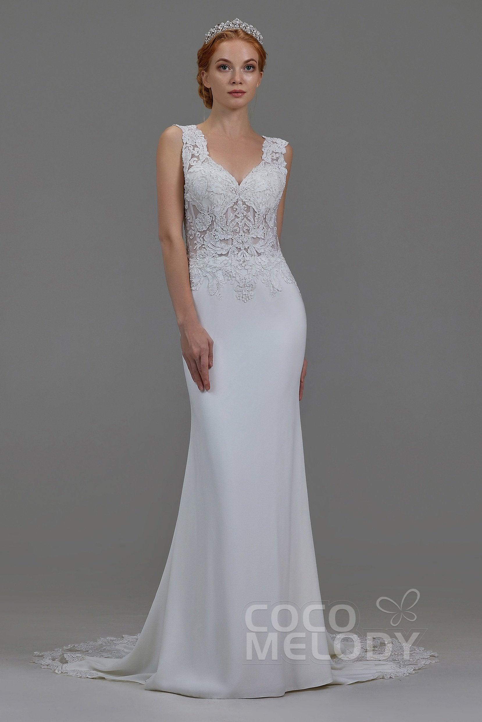 Mermaid Chapel Train Knitted Fabric Wedding Dress LD5816 - COCOMELODY