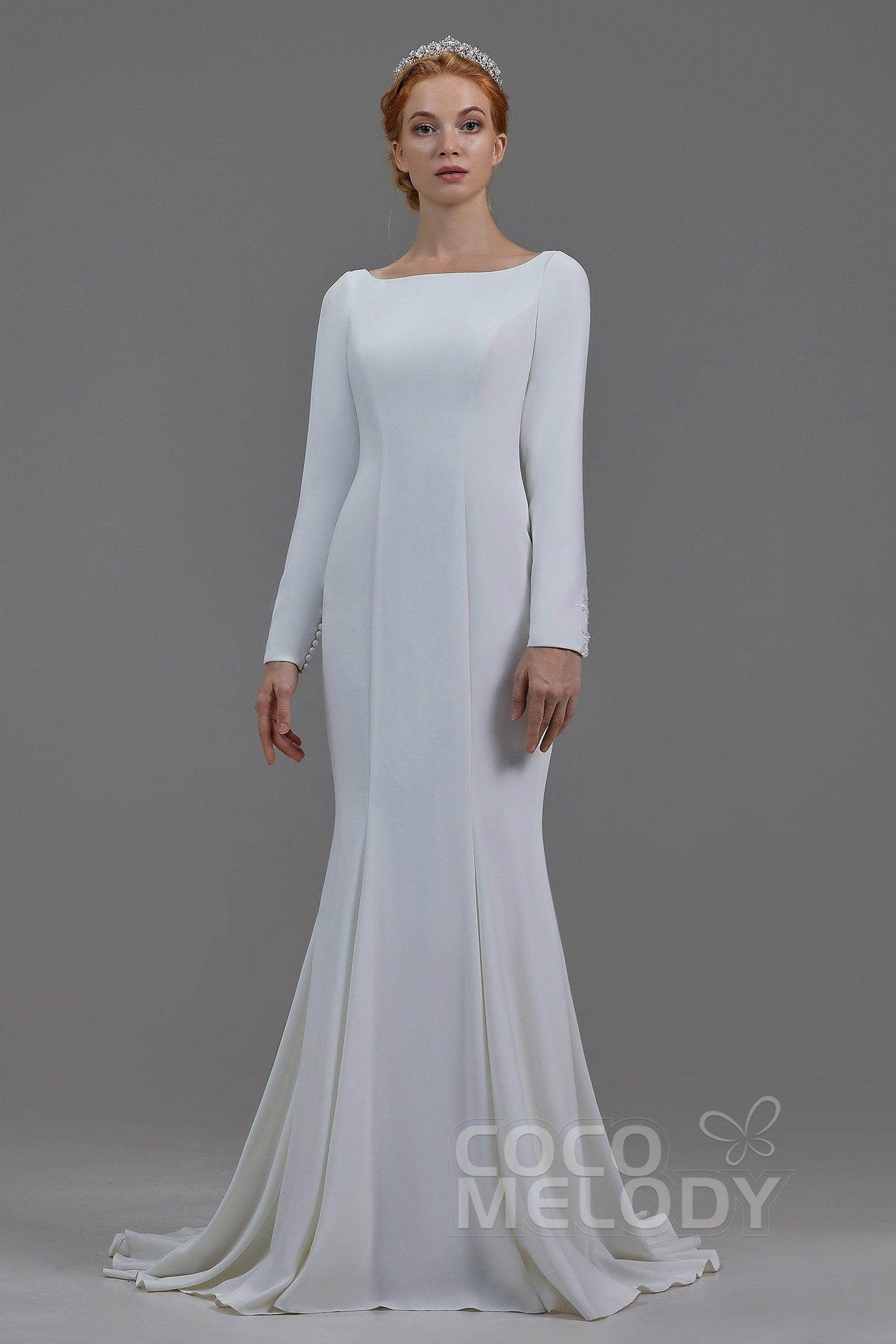 Mermaid Court Train Knitted Fabric Wedding Dress LD5817 - COCOMELODY