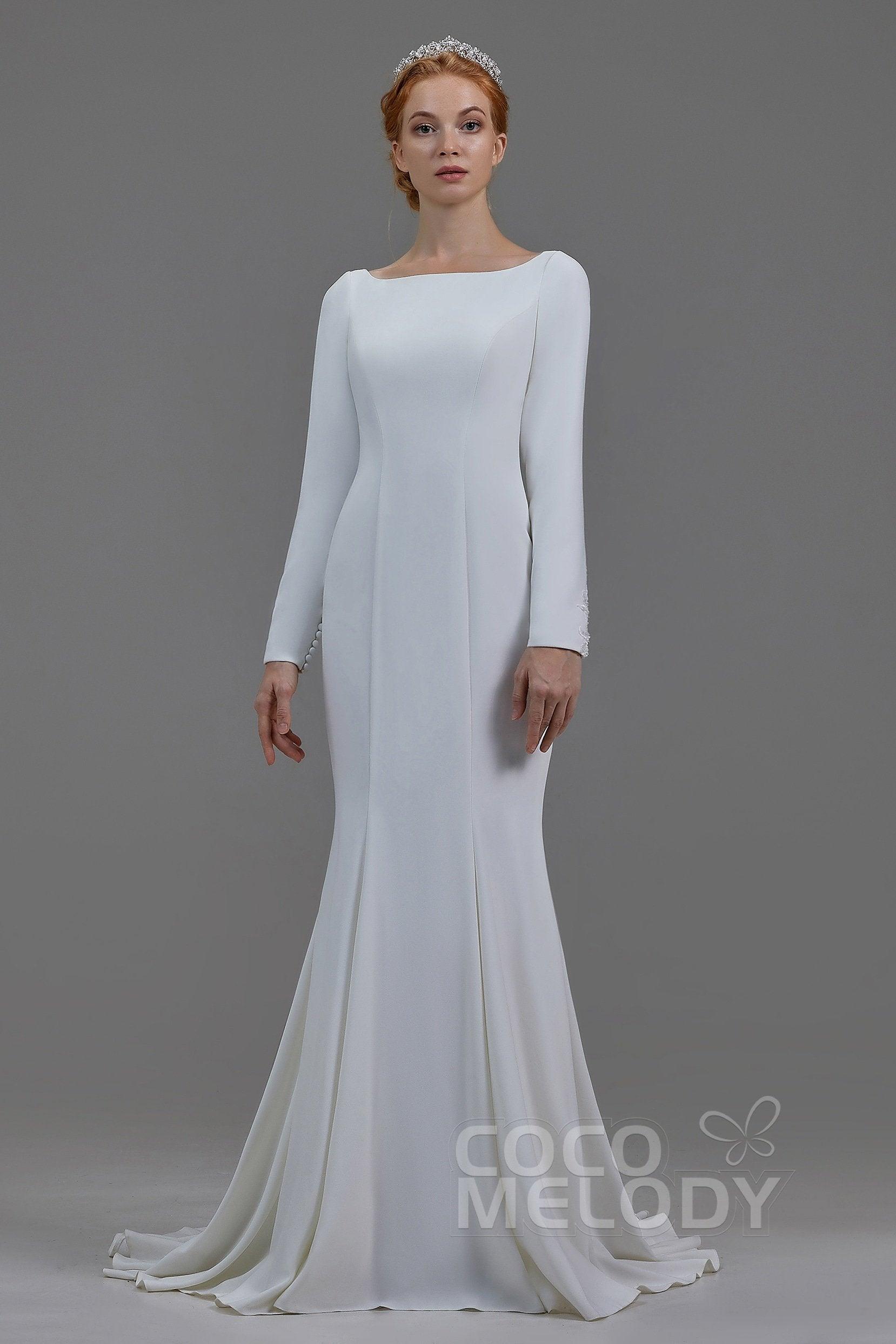 Mermaid Court Train Knitted Fabric Wedding Dress LD5817 - COCOMELODY