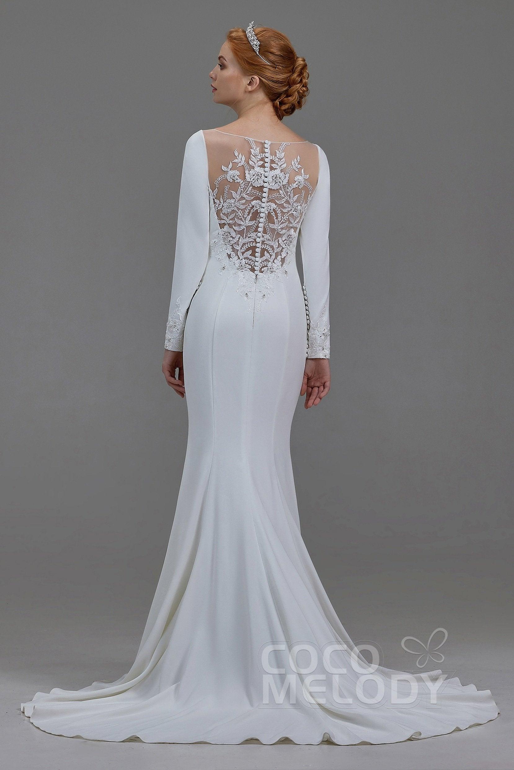 Mermaid Court Train Knitted Fabric Wedding Dress LD5817 - COCOMELODY