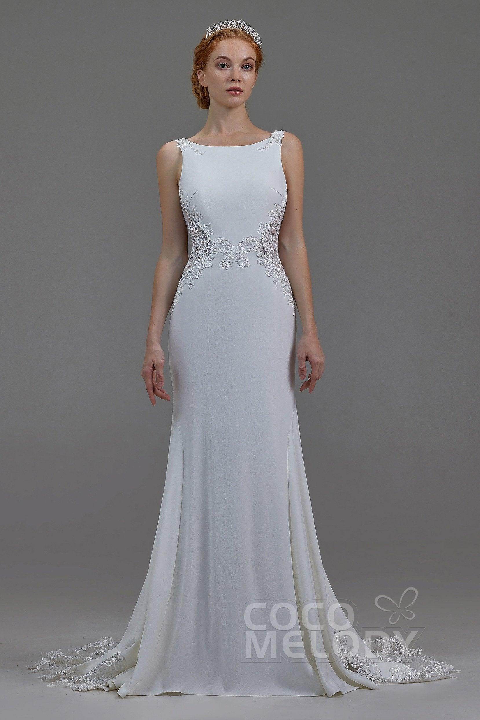 Mermaid Court Train Knitted Fabric Wedding Dress LD5818 - COCOMELODY