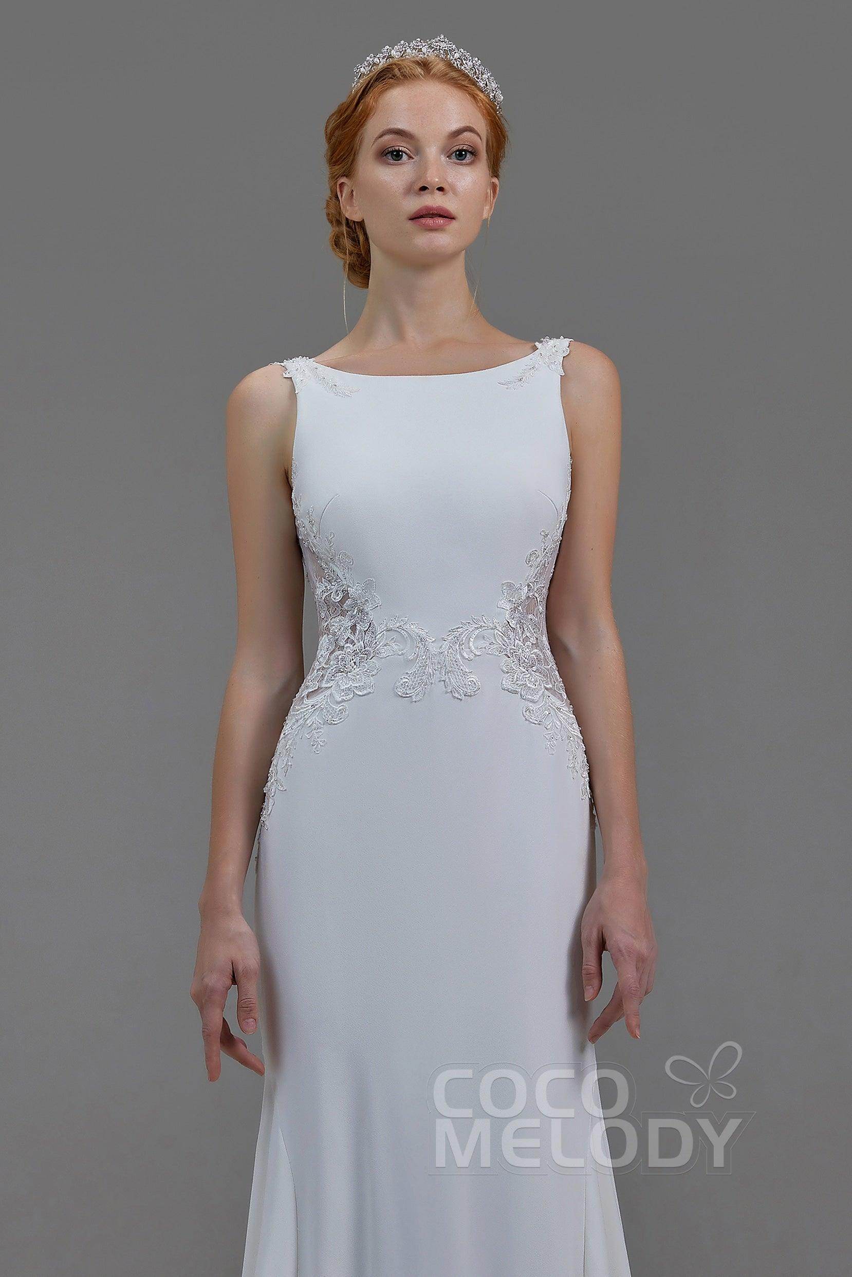 Mermaid Court Train Knitted Fabric Wedding Dress LD5818 - COCOMELODY