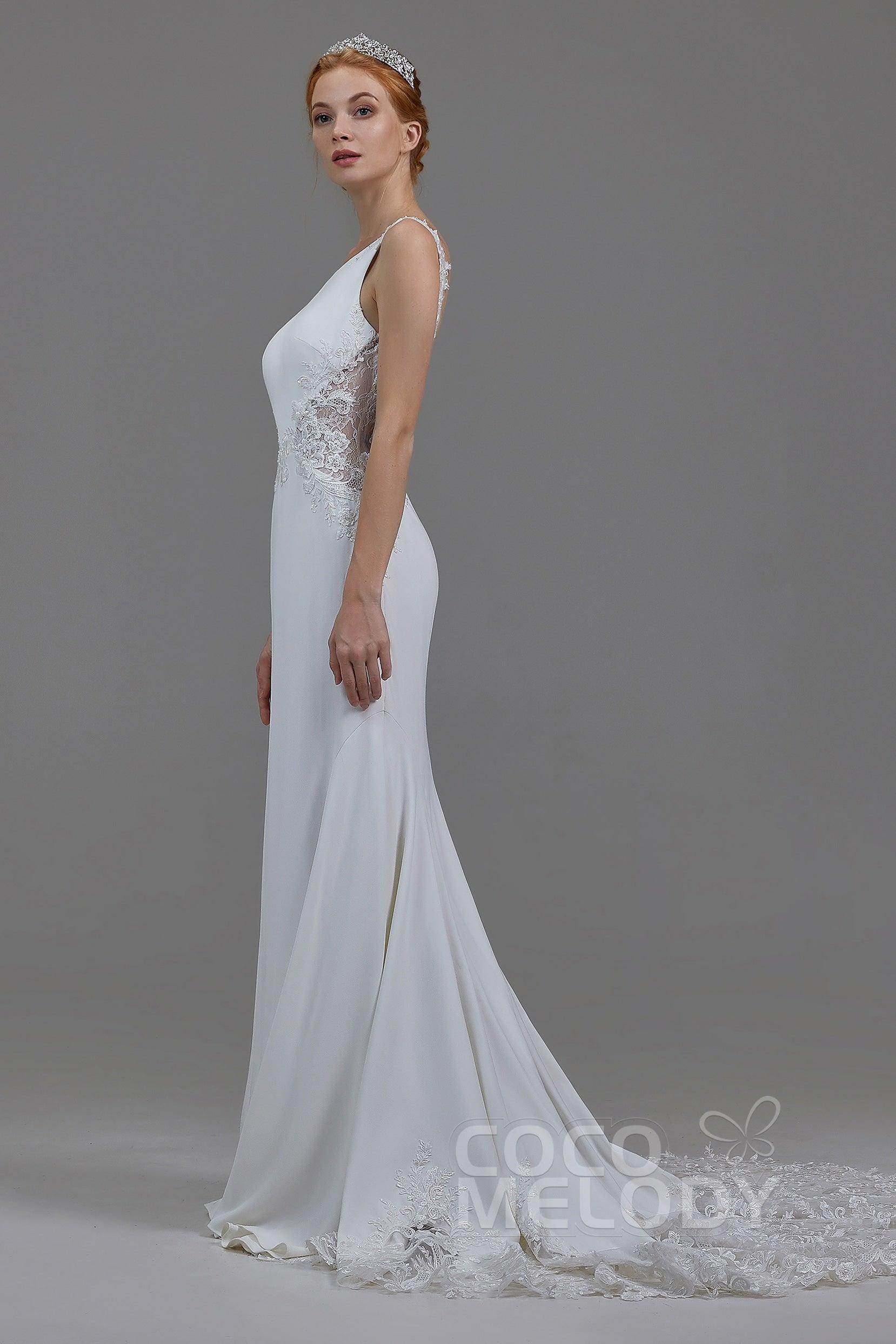 Mermaid Court Train Knitted Fabric Wedding Dress LD5818 - COCOMELODY