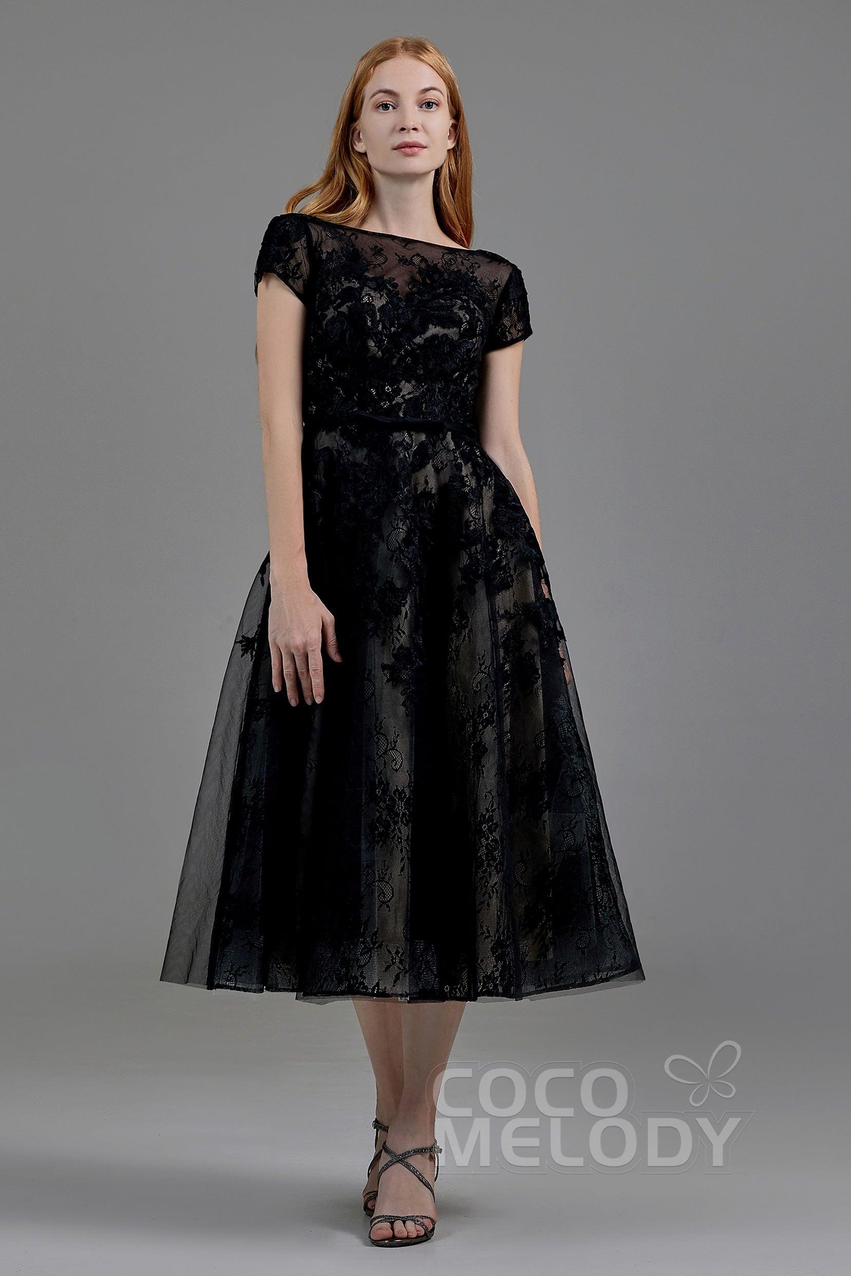 A-Line Tea Length Tulle Wedding Dress LD5843CR - COCOMELODY