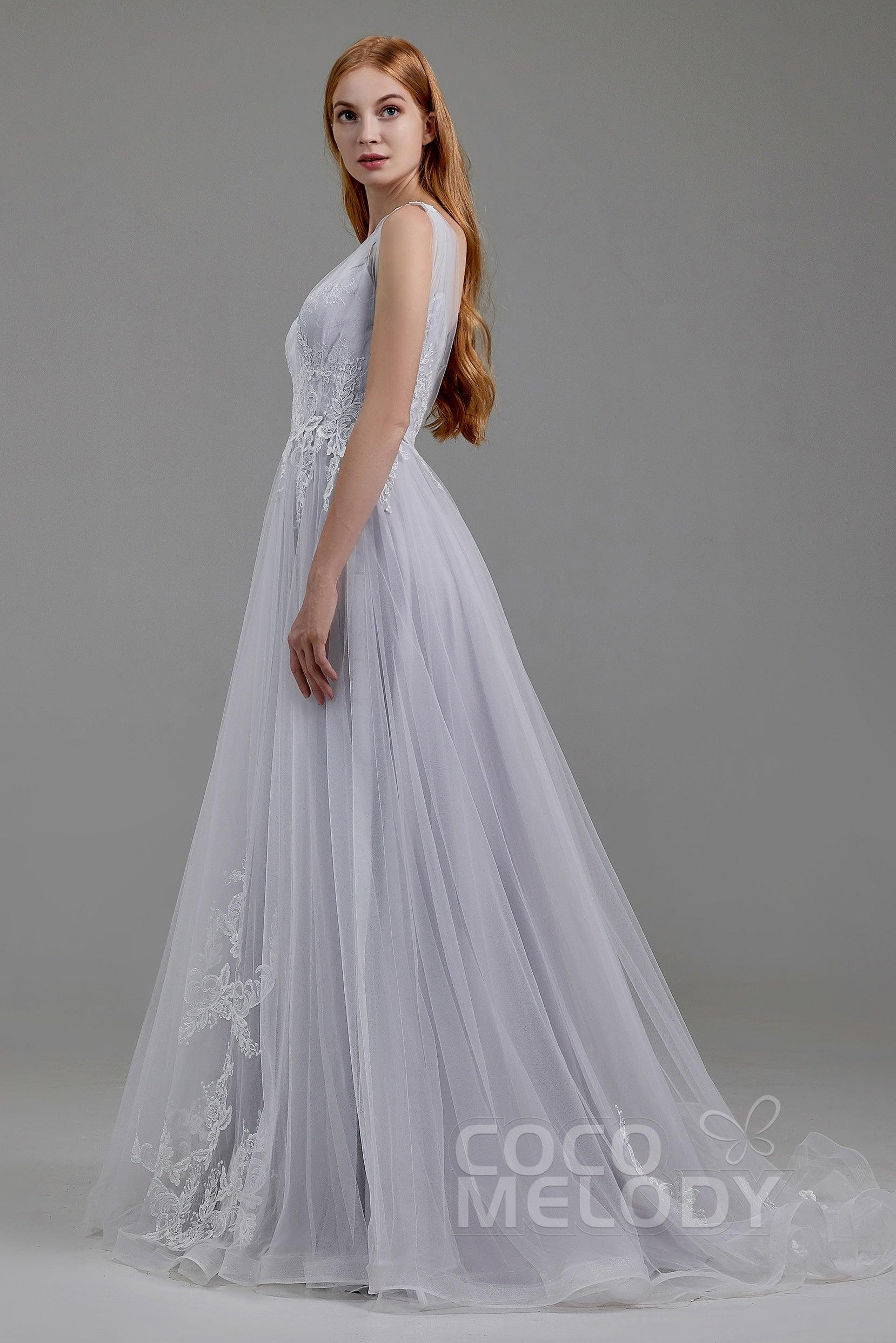 A-Line Court Train Tulle Wedding Dress LD5845 - COCOMELODY