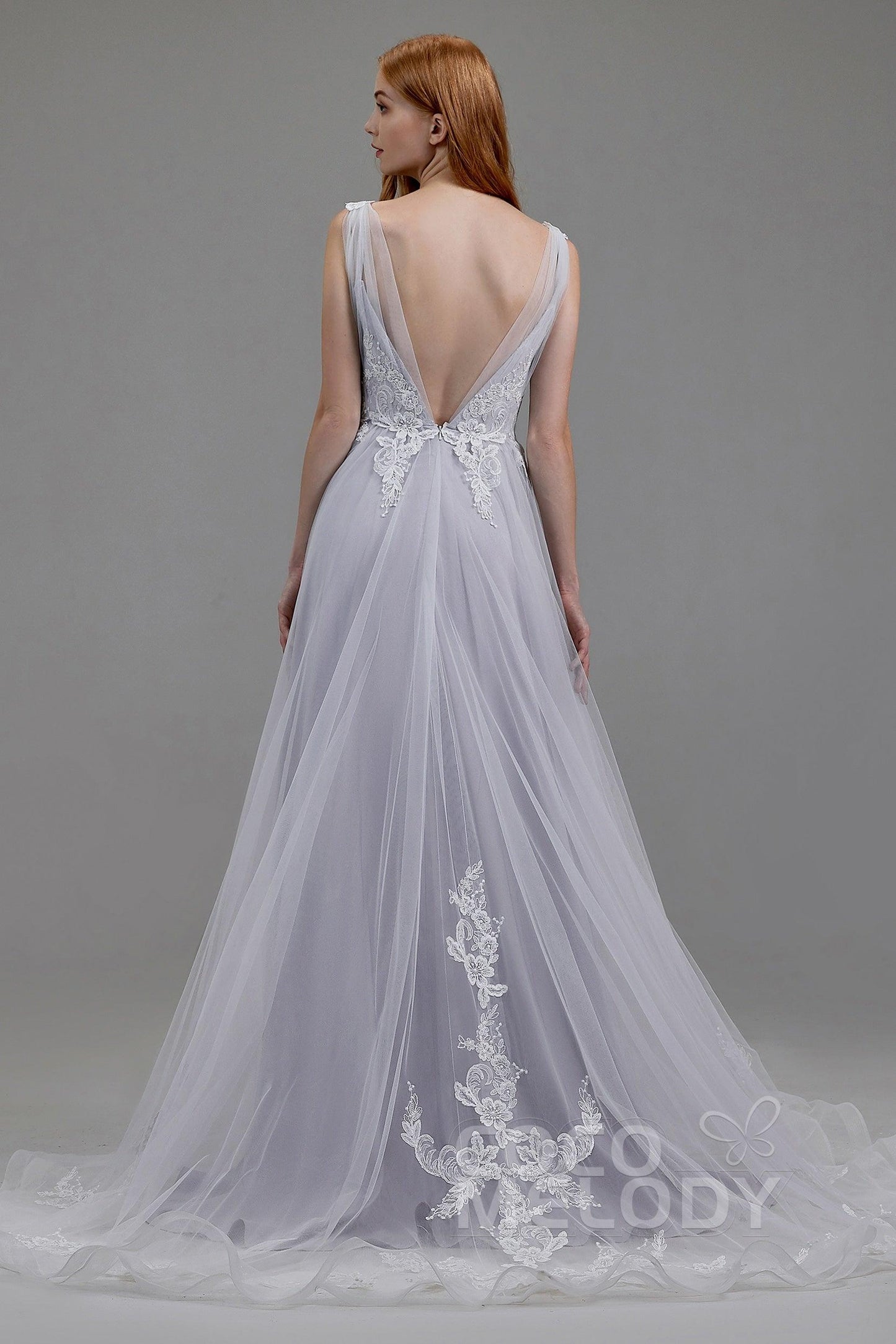 A-Line Court Train Tulle Wedding Dress LD5845 - COCOMELODY
