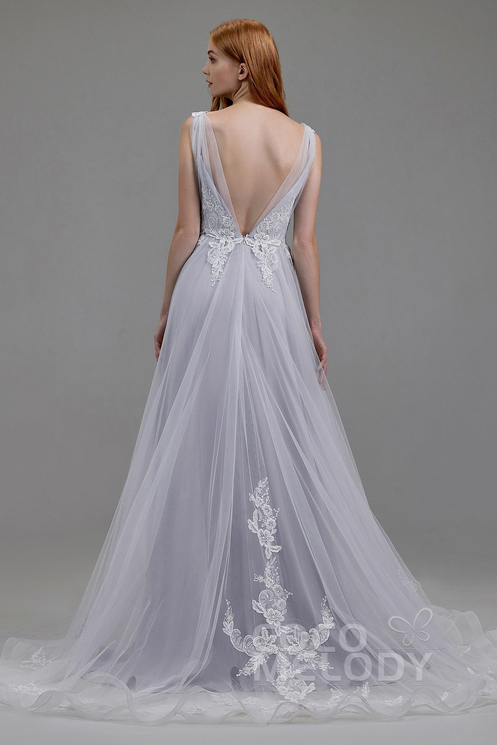 A-Line Court Train Tulle Wedding Dress LD5845 - COCOMELODY