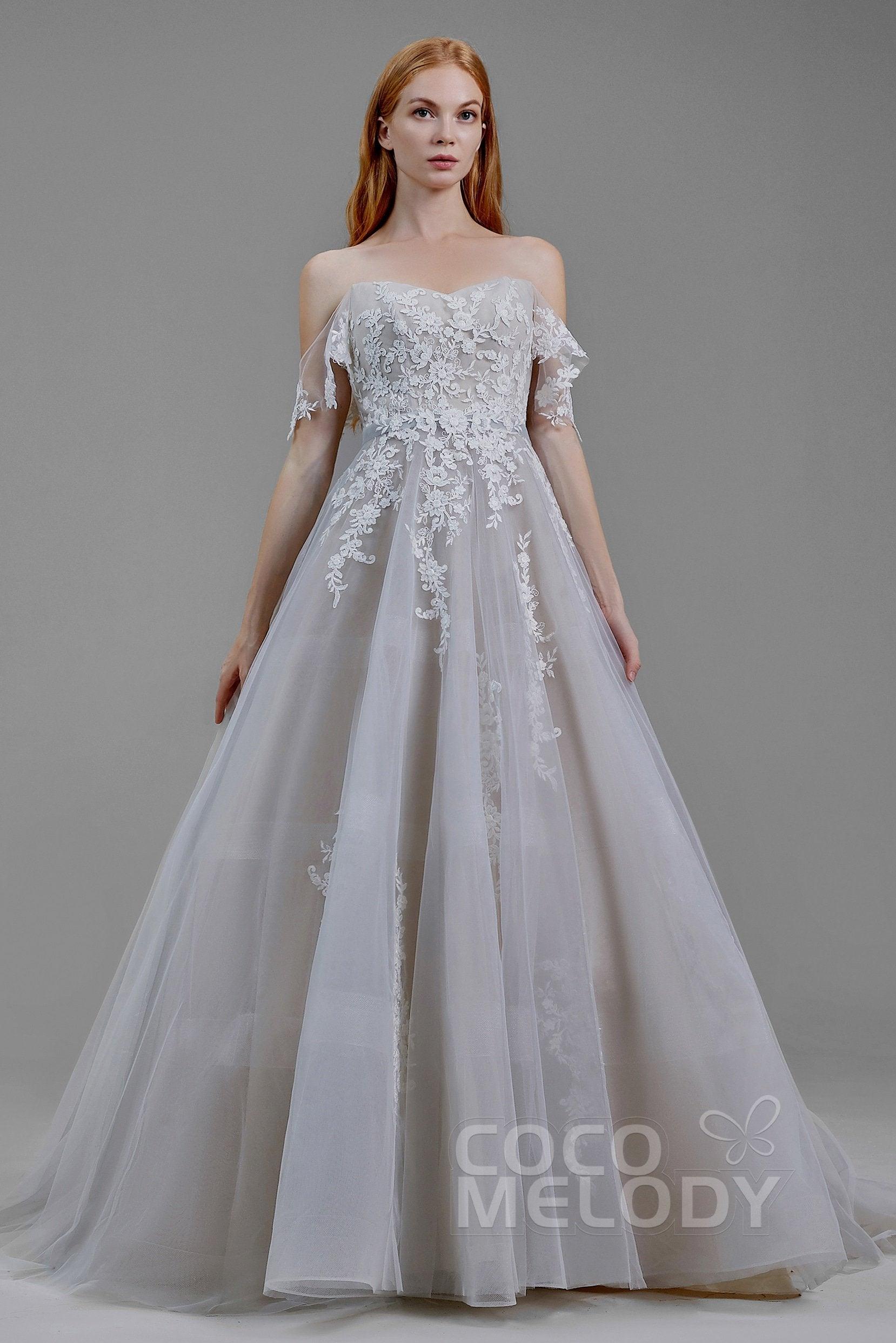 A-Line Court Train Tulle Wedding Dress LD5861 - COCOMELODY