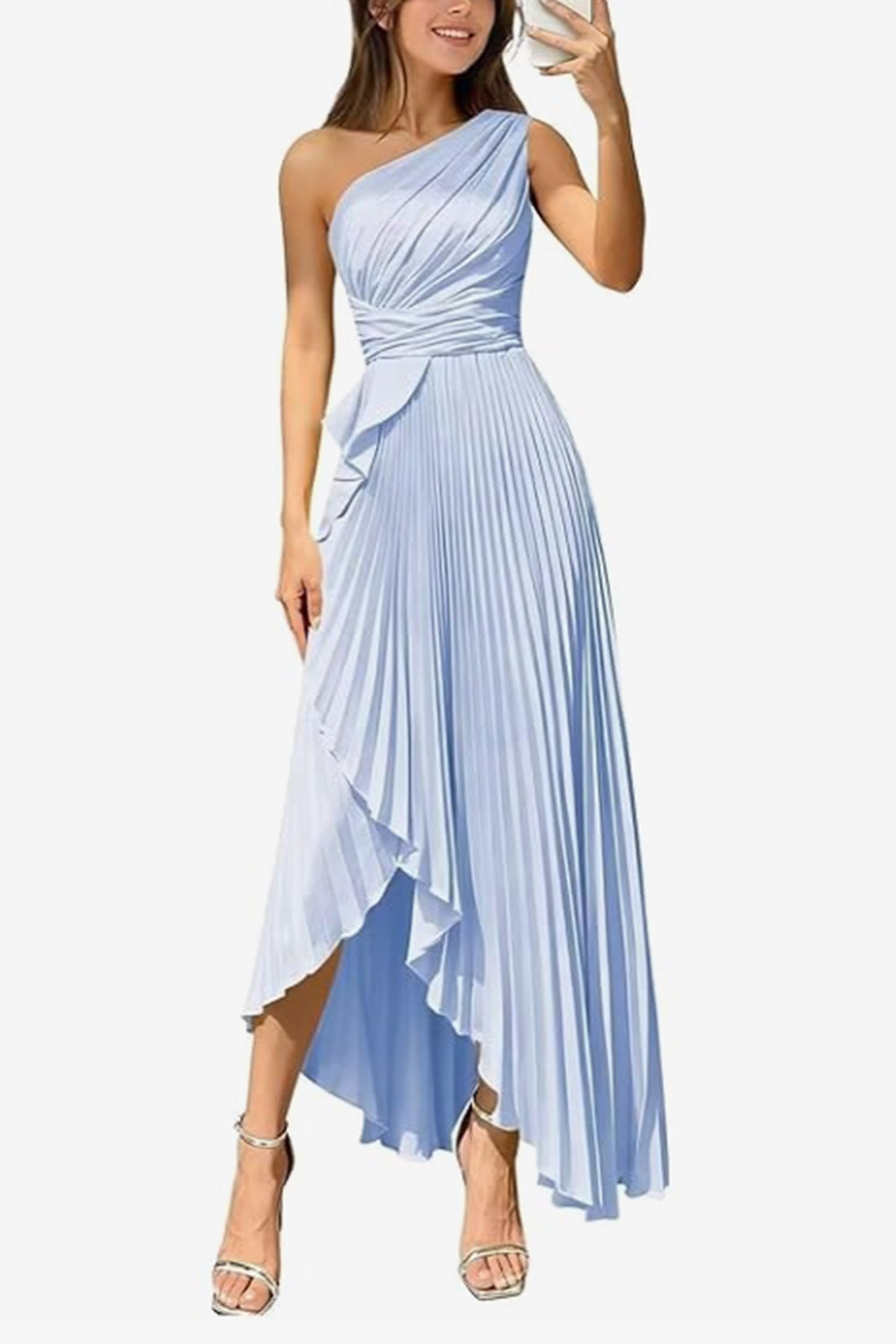 Asymmetrical Maxi Satin Dresses CS1076