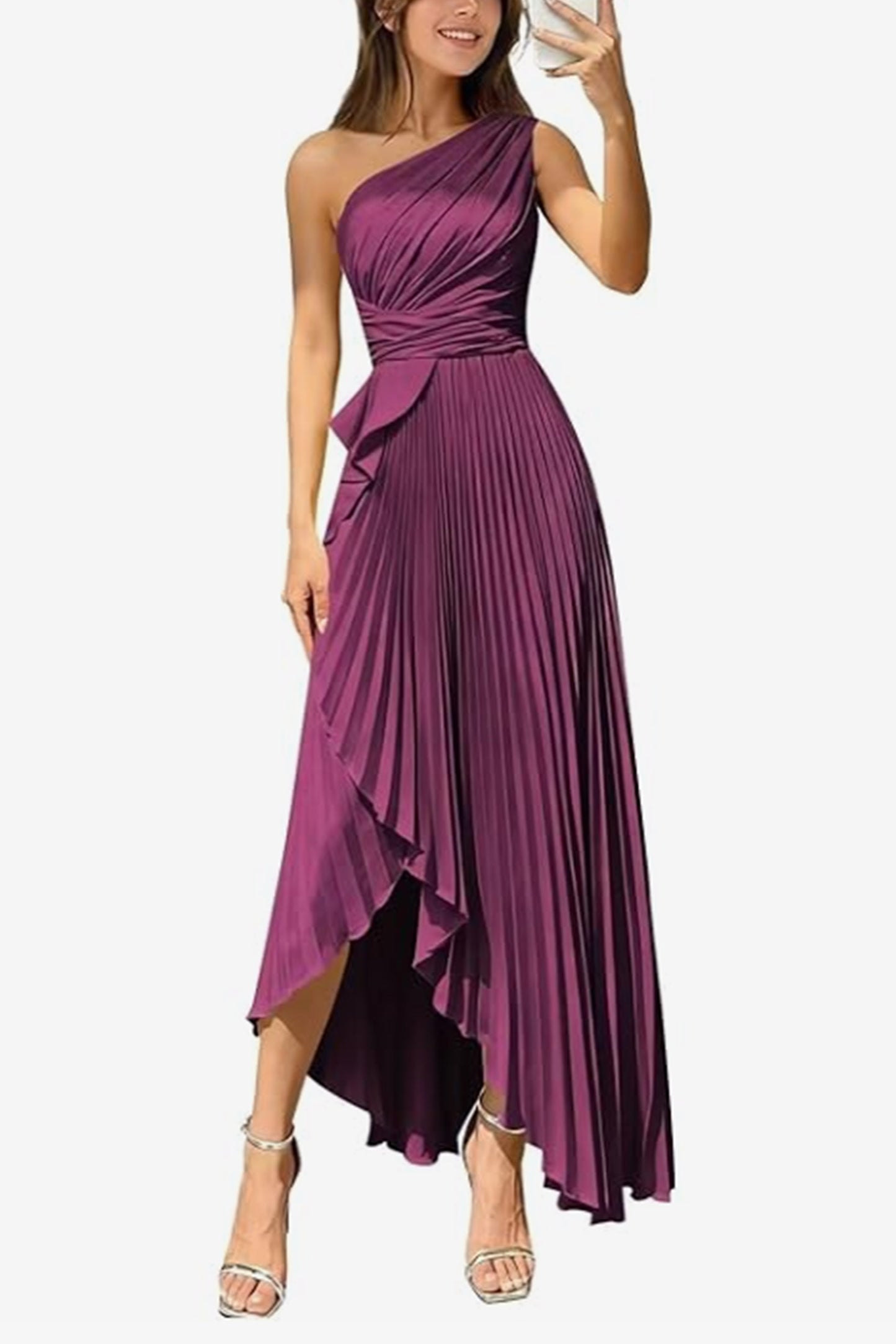 Asymmetrical Maxi Satin Dresses CS1076