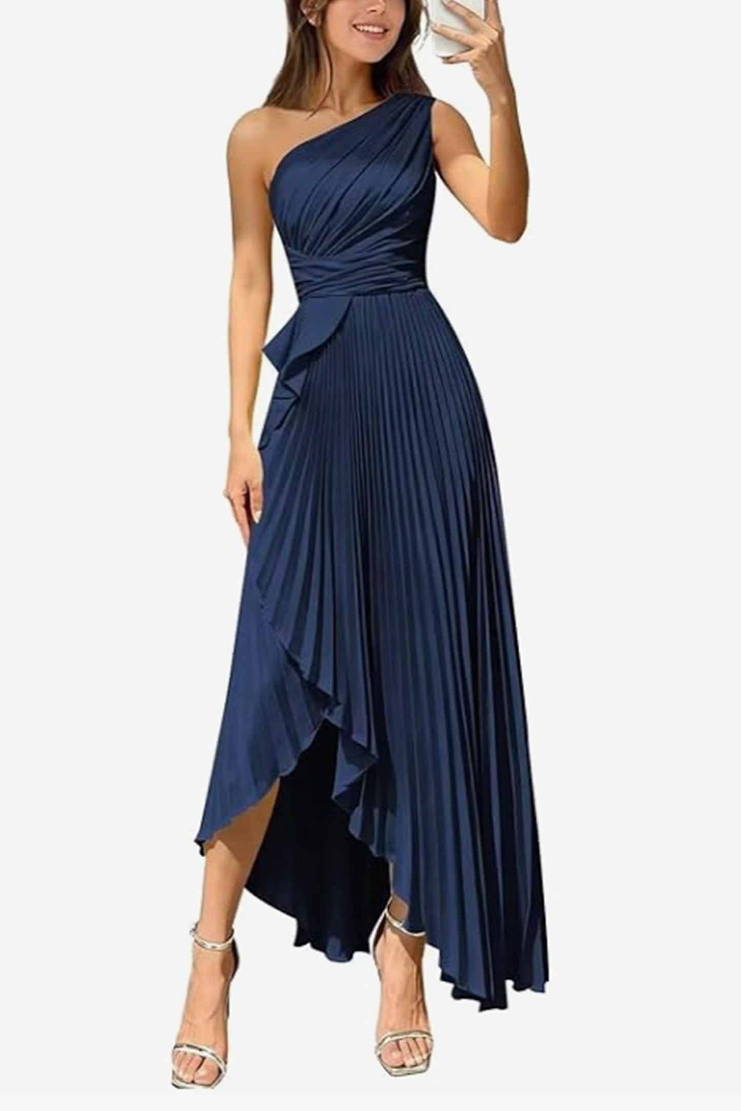 Asymmetrical Maxi Satin Dresses CS1076