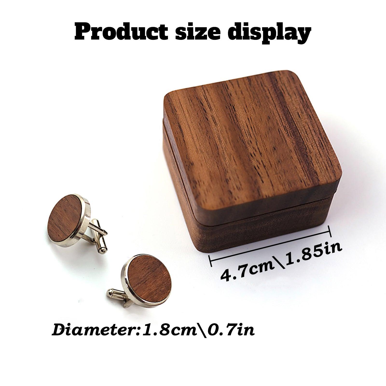 Personalized carved cufflink collar clip wooden box 807769212960 - COCOMELODY