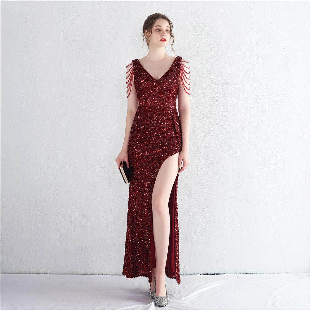 Trumpet-Mermaid Floor Length Sequins Dress 682786662179 - COCOMELODY