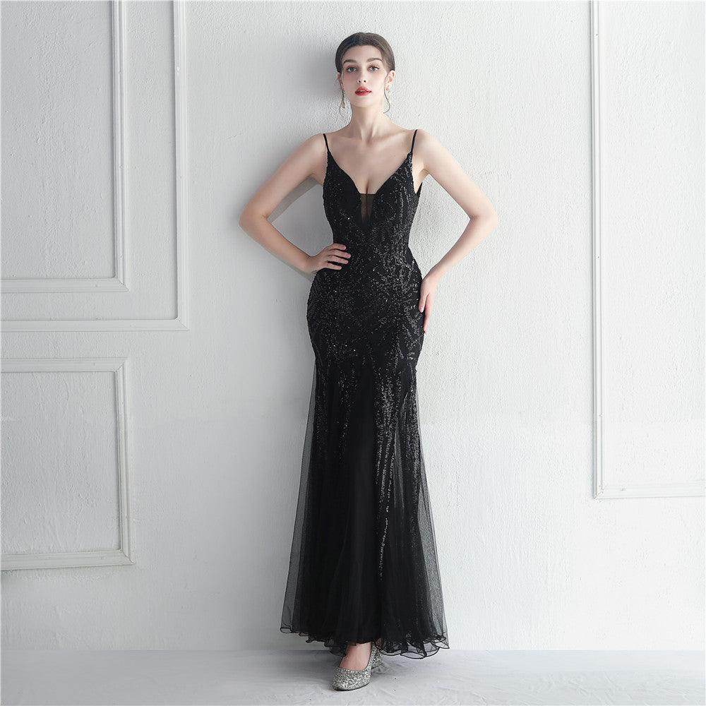 Trumpet-Mermaid Floor Length Sequins Dress 721888960721 - COCOMELODY